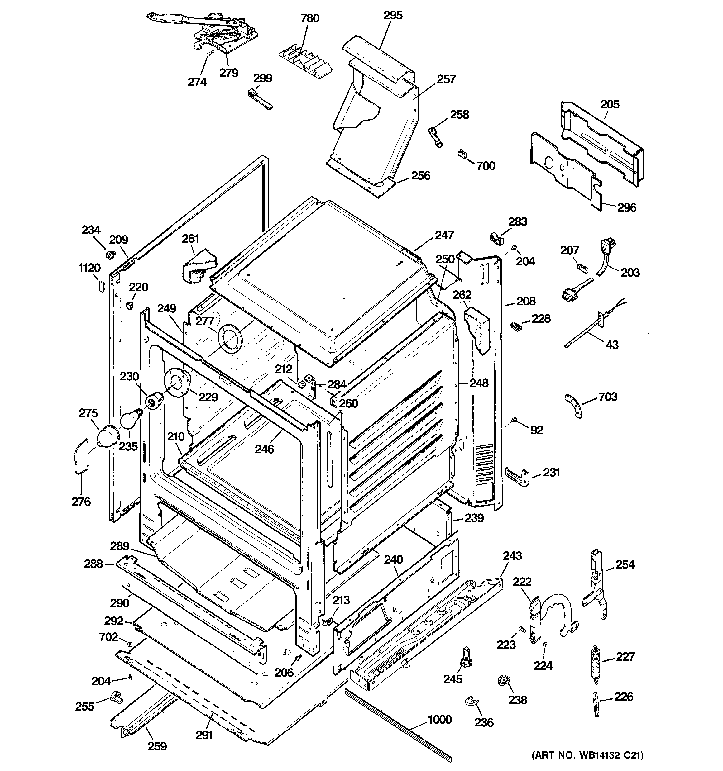 GE JGB281MER5BS body parts diagram