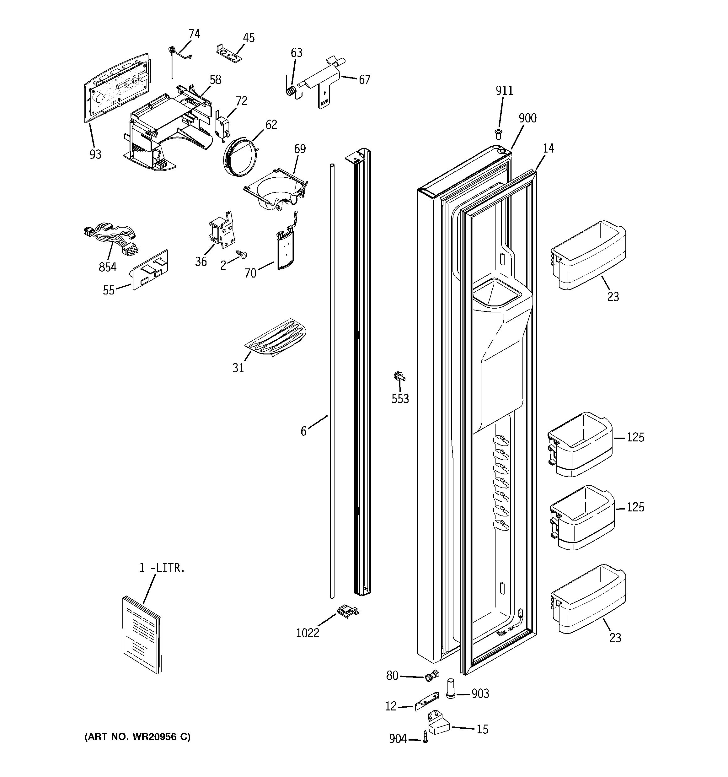 GE RCE24KGBBFKB freezer door diagram