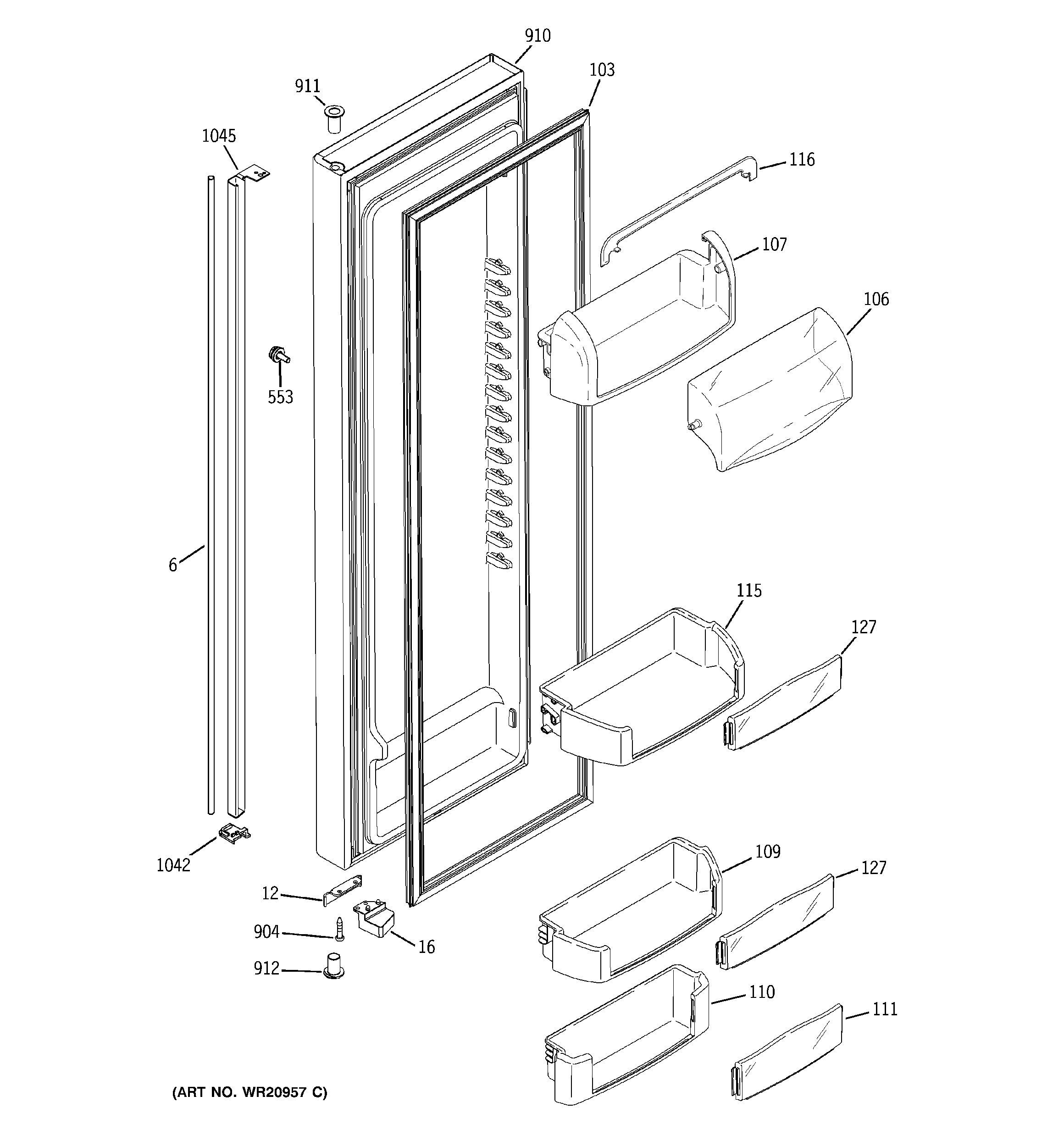 GE RCE24KGBBFKB fresh food door diagram