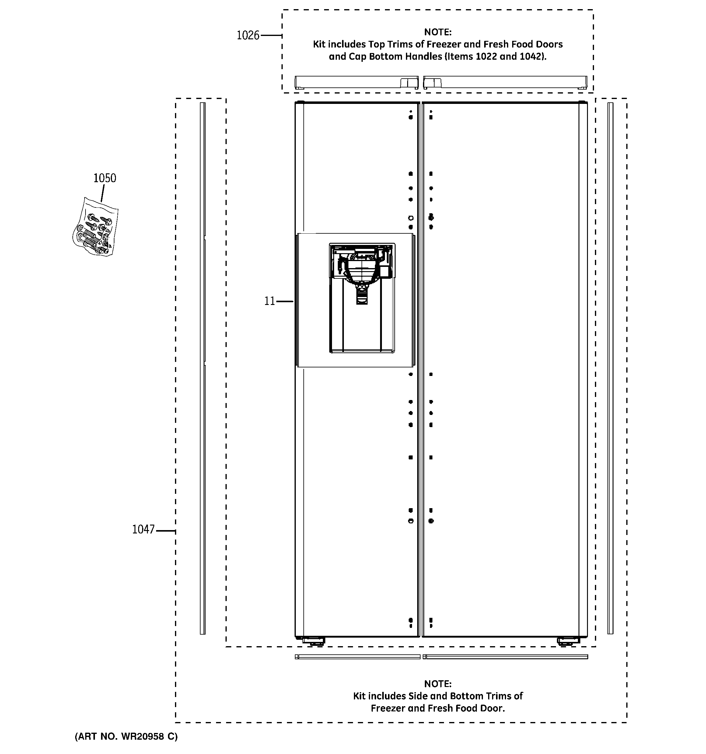 GE RCE24KGBBFKB door trims diagram