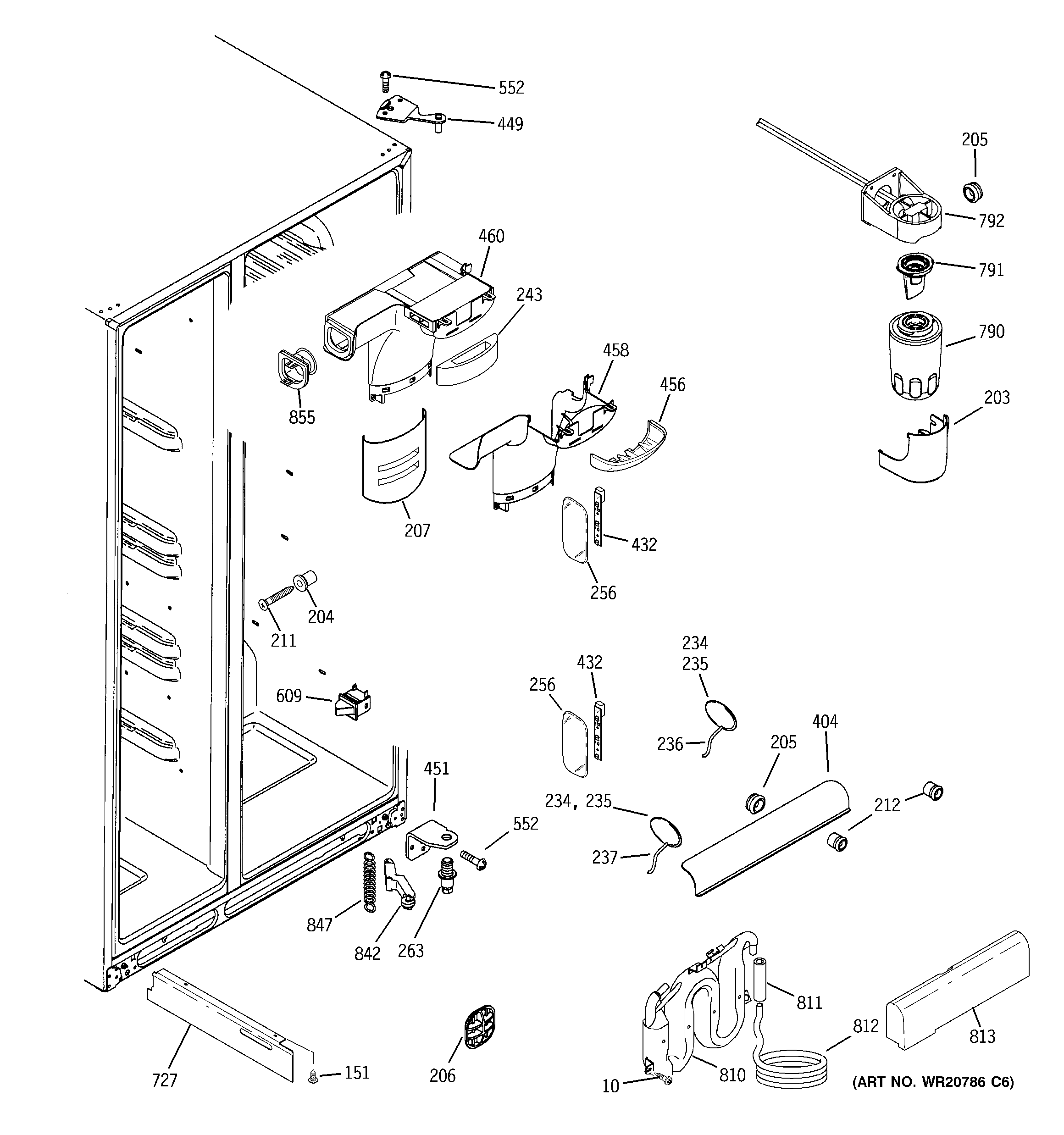 GE RCE24KGBBFKB fresh food section diagram