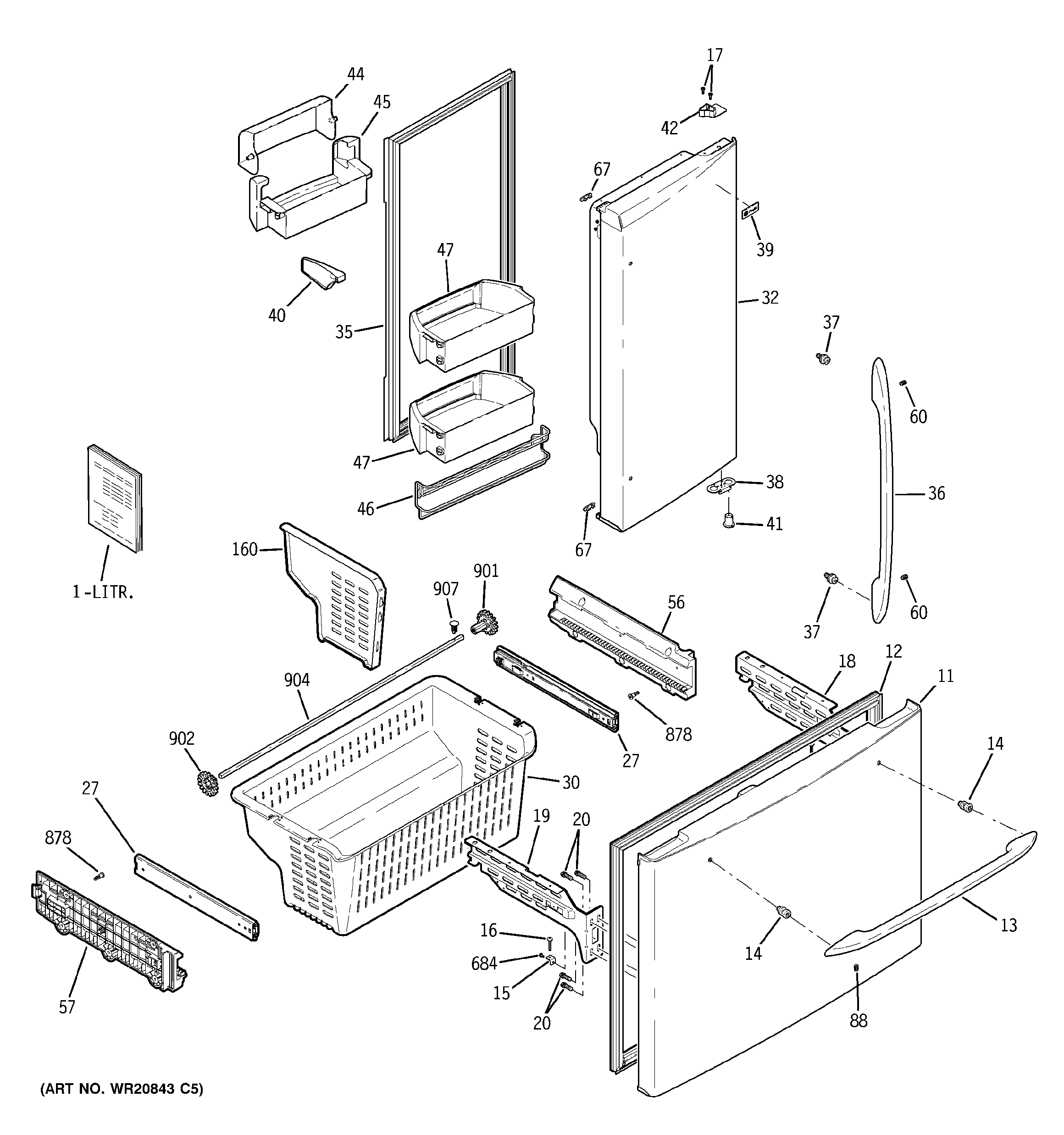 GE PFQS5RKBDSS doors & bins diagram