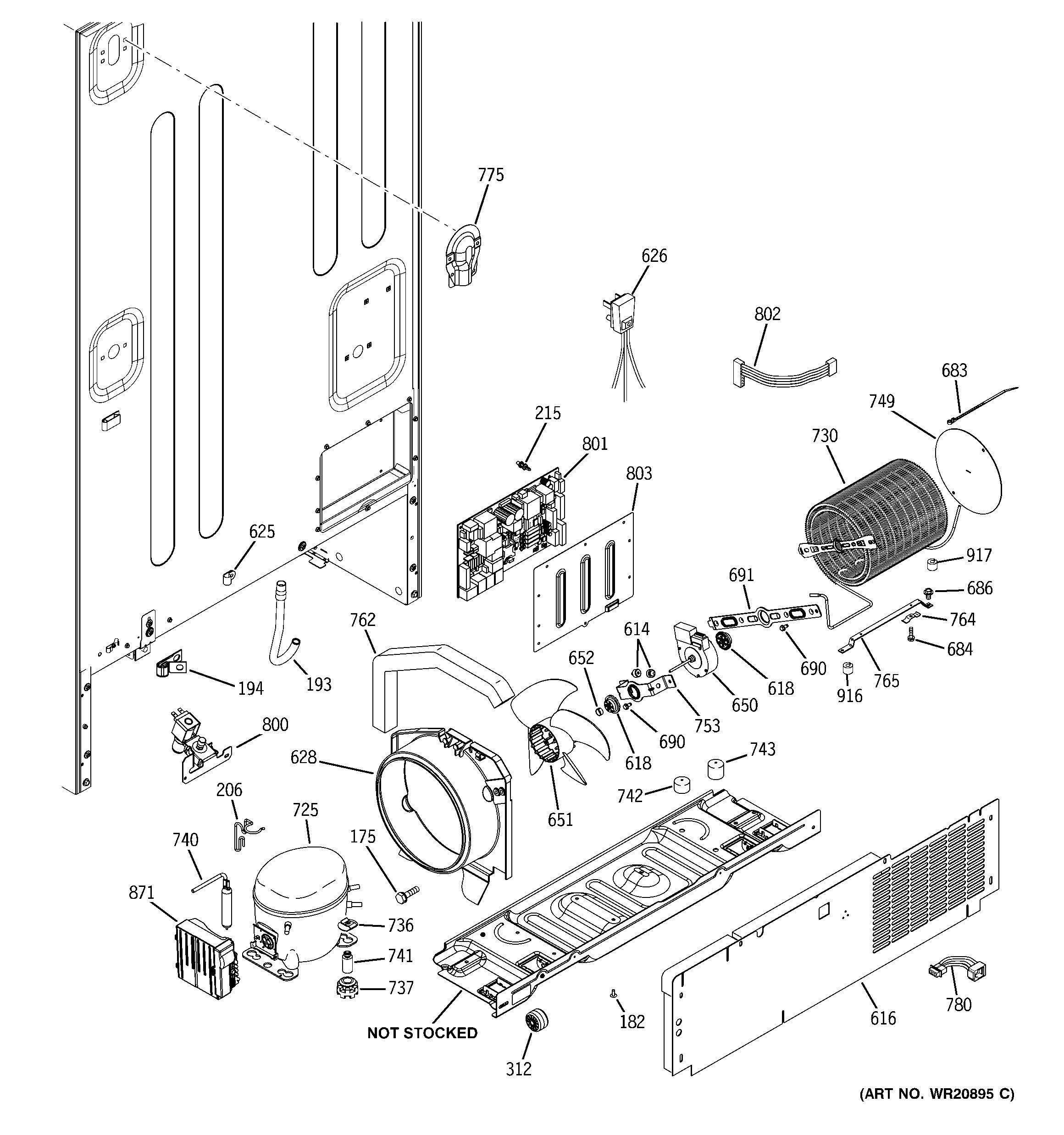 GE PFQS5RKBDSS machine compartment diagram