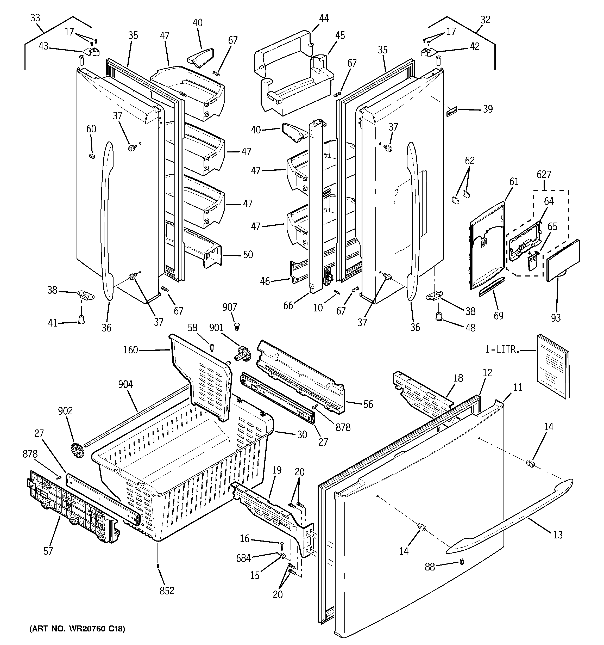 GE PFSE5NJZHDSS doors diagram