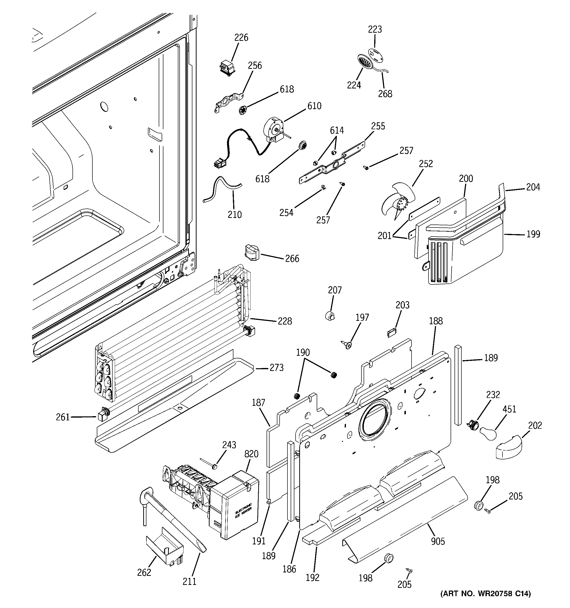 GE PFSE5NJZHDSS freezer section diagram
