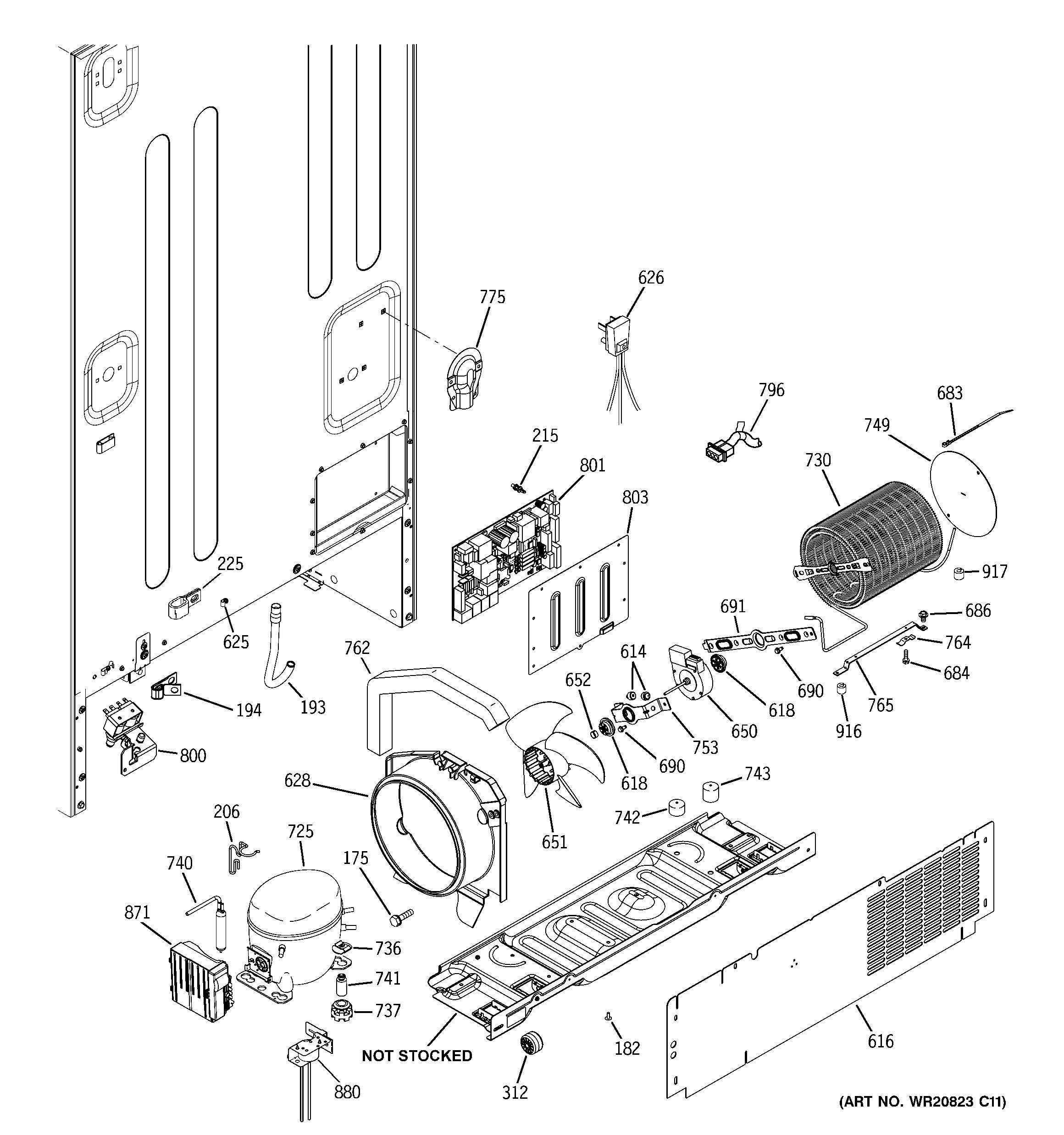 GE PFSE5NJZHDSS machine compartment diagram