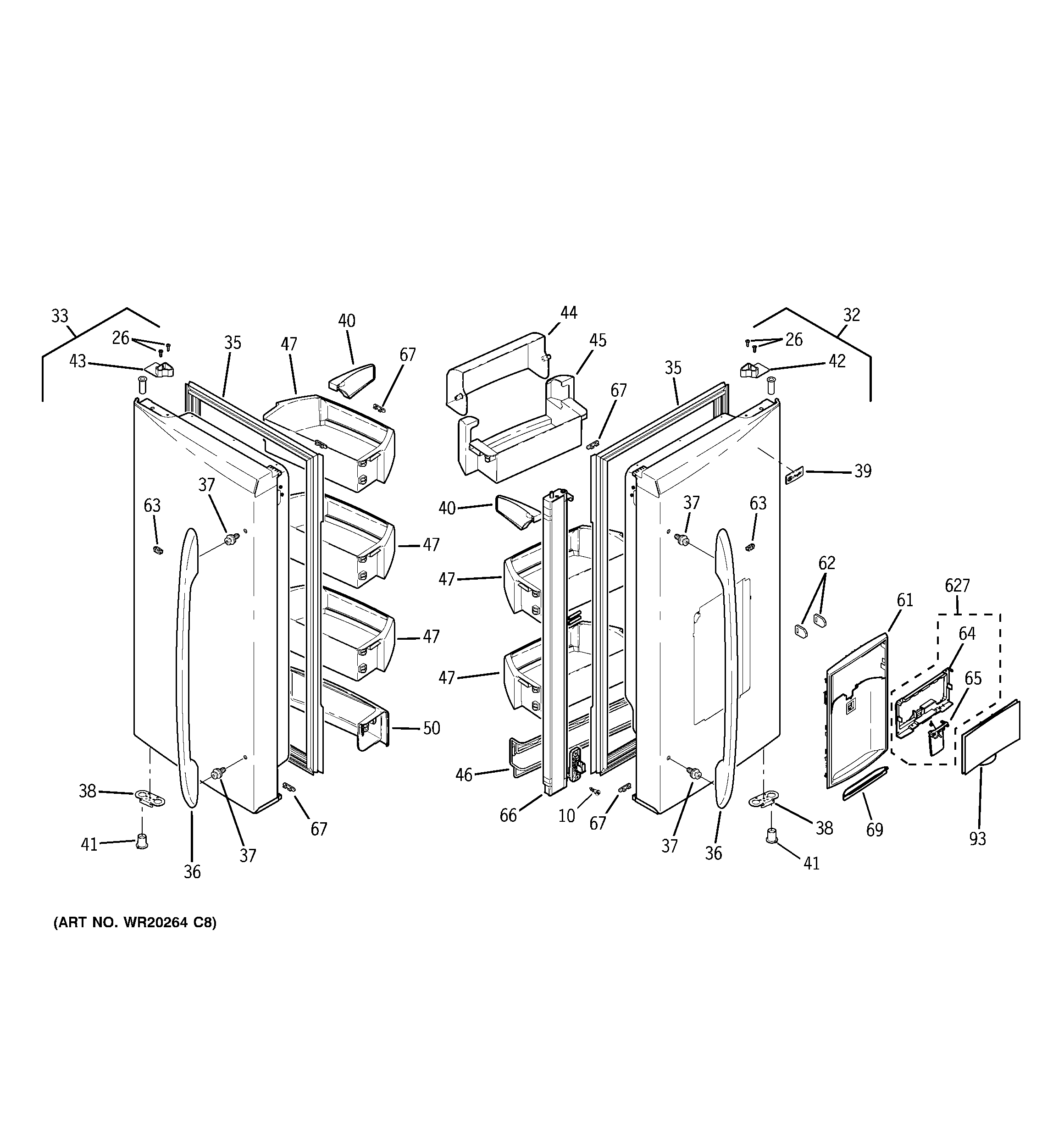 GE PGCS1PJZHSS fresh food doors diagram