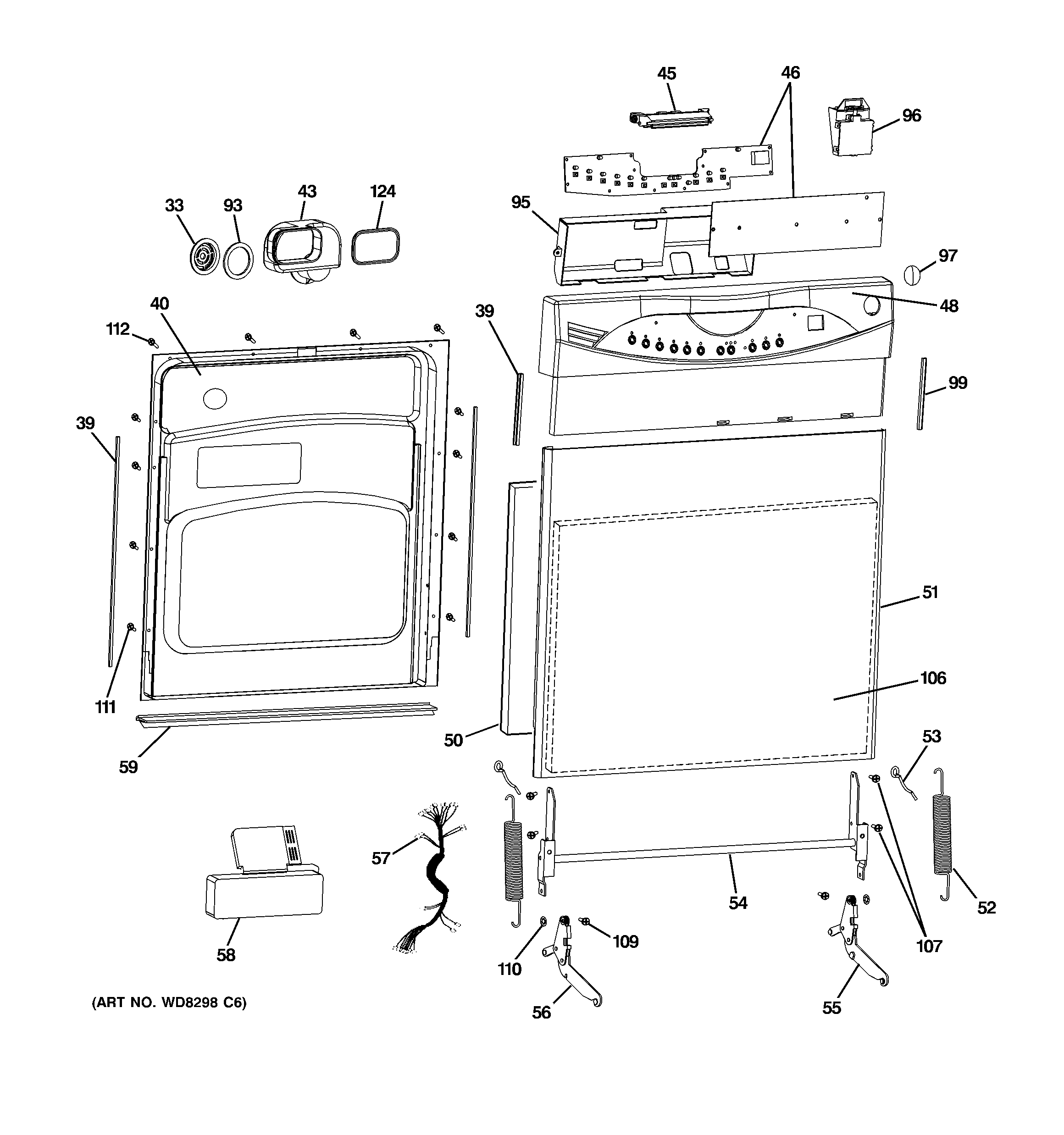 GE GHDA696P04SS escutcheon & door assembly diagram