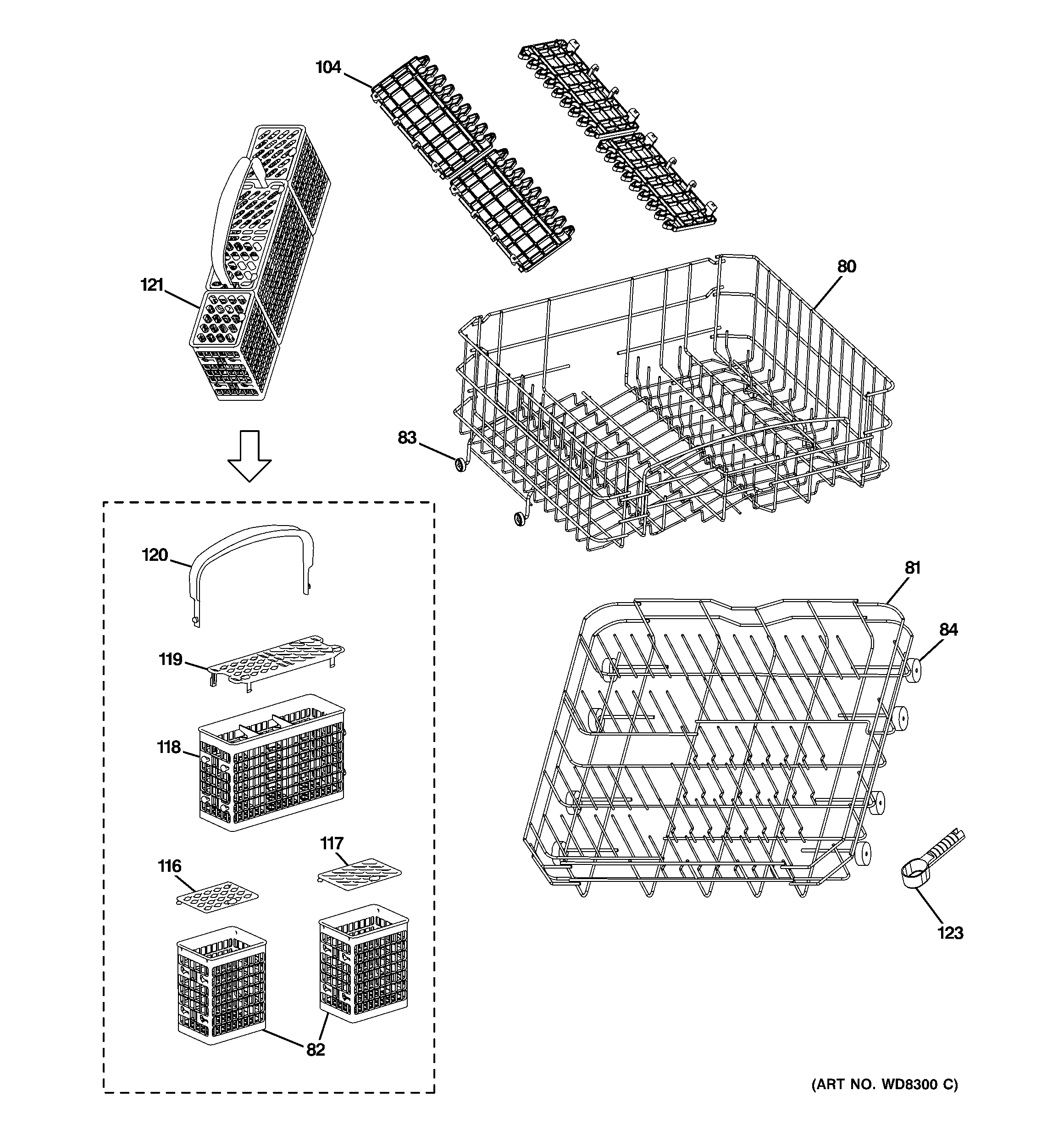 GE GHDA696P04SS rack assemblies diagram