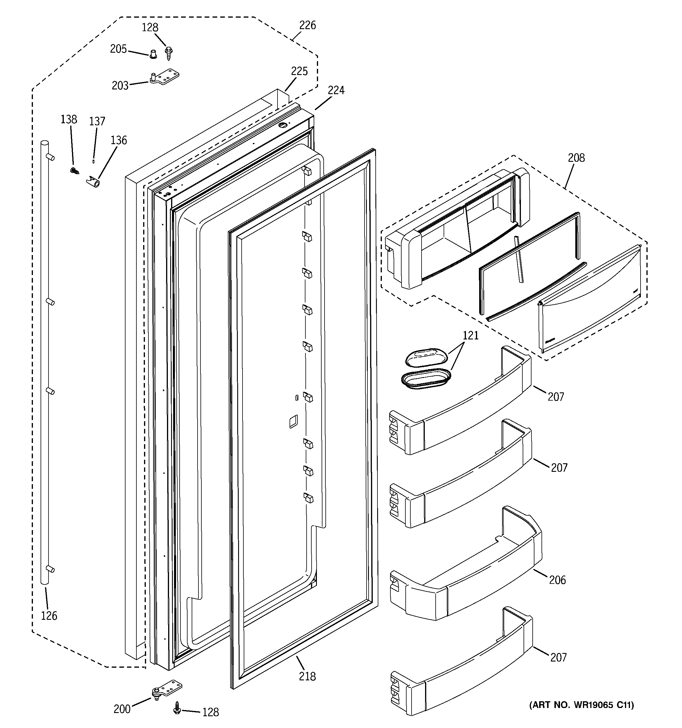 GE ZISS360DXBSS fresh food door diagram