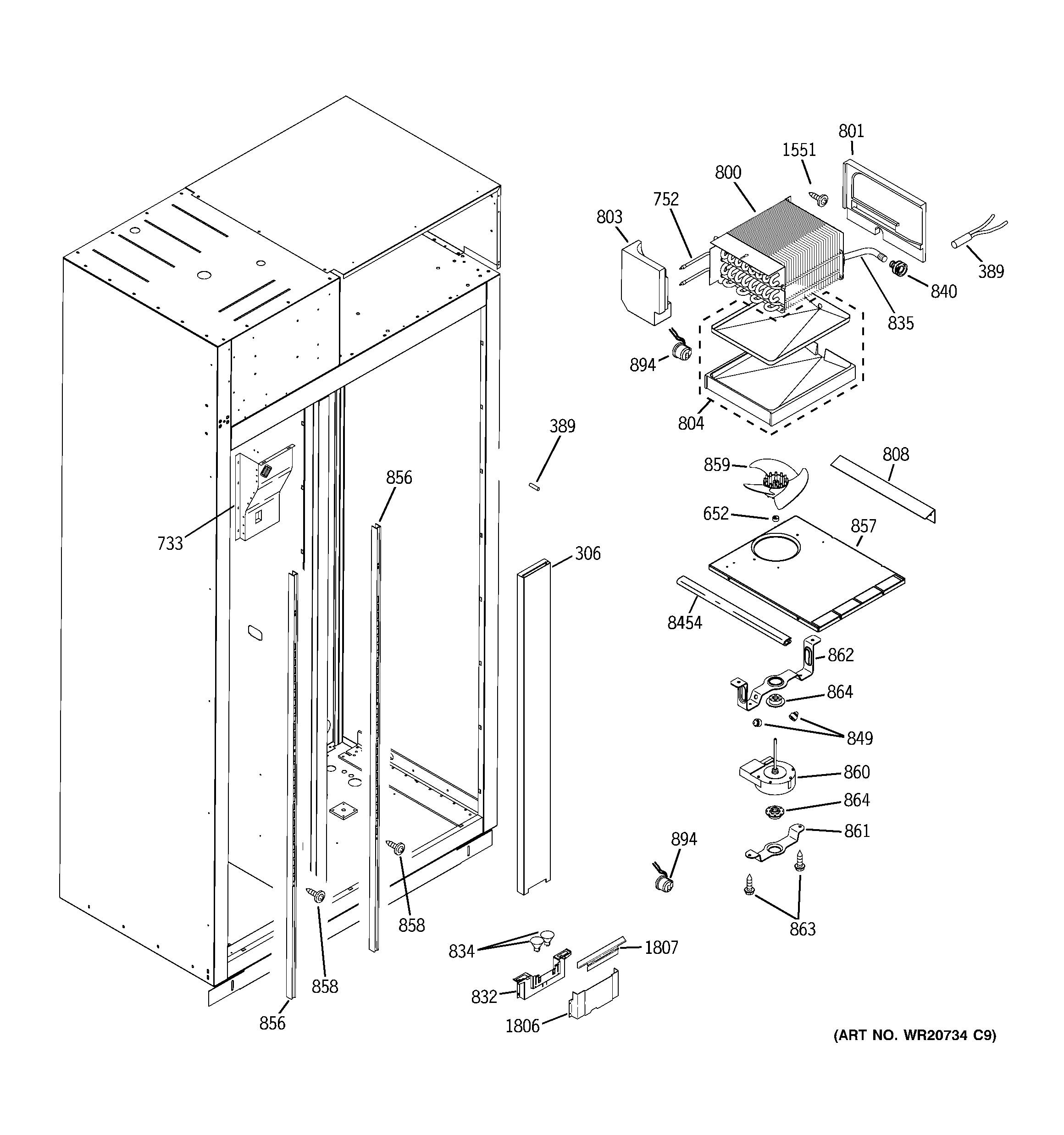 GE ZISS360DXBSS freezer section diagram