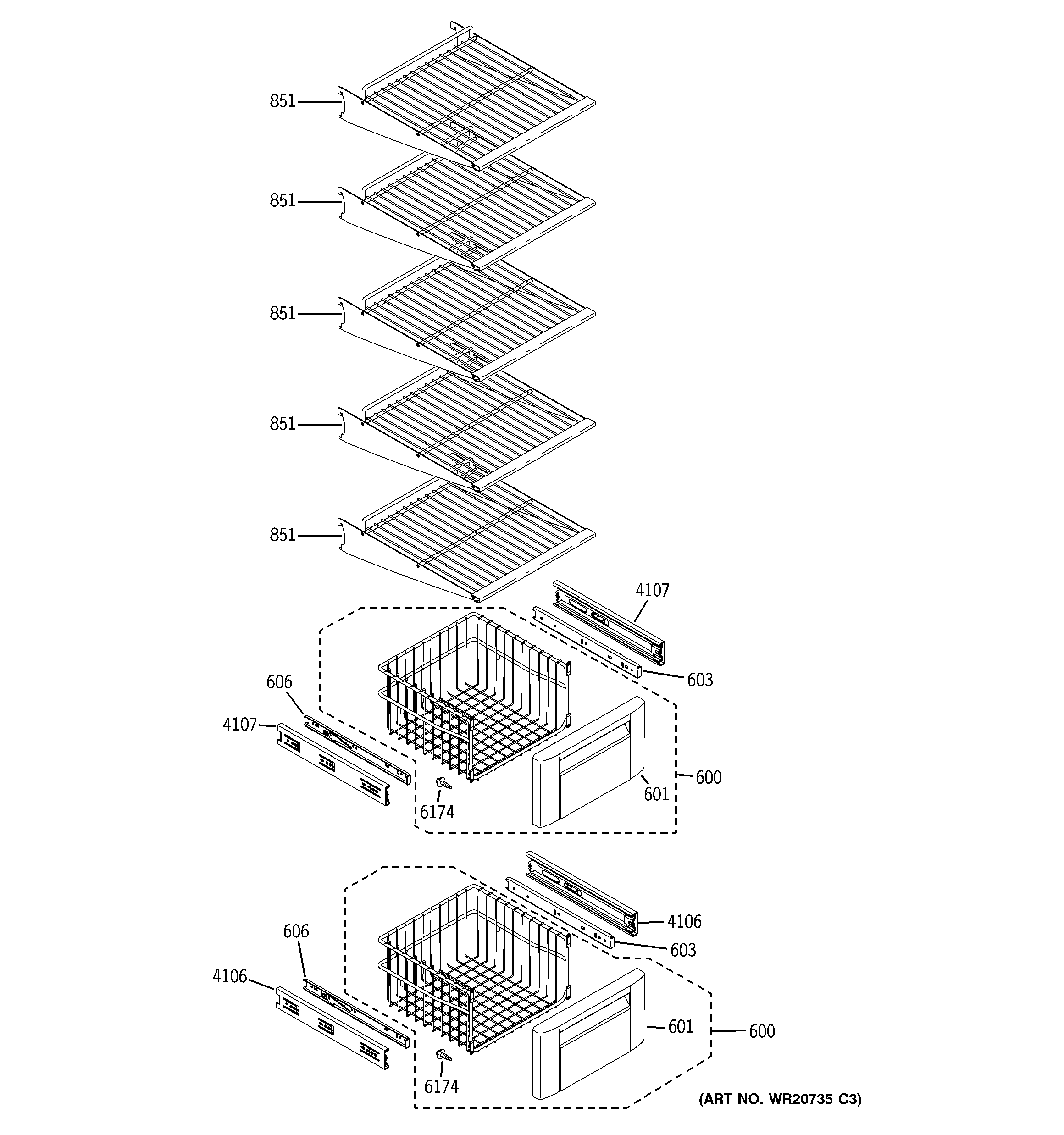 GE ZISS360DXBSS freezer shelves diagram