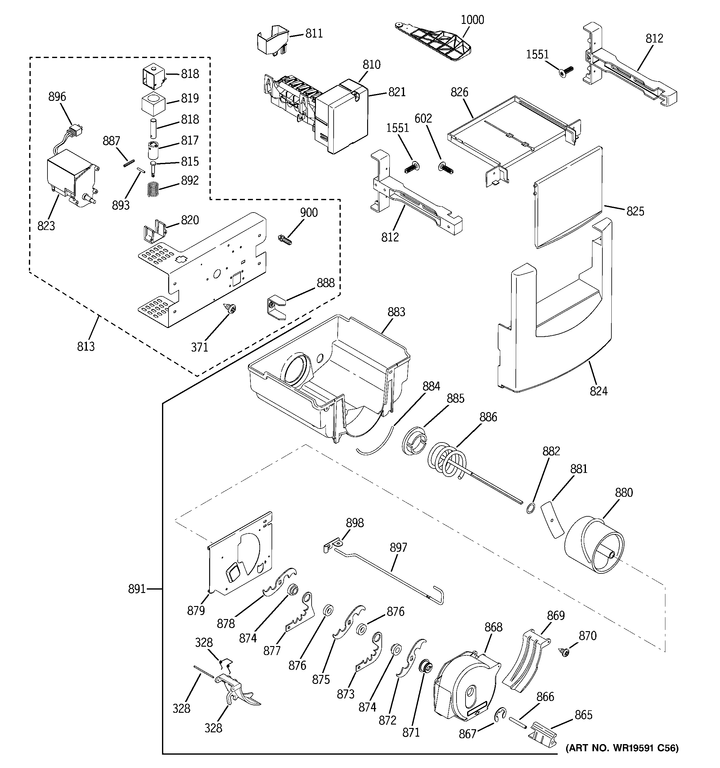 GE ZISS360DXBSS ice maker & dispenser diagram