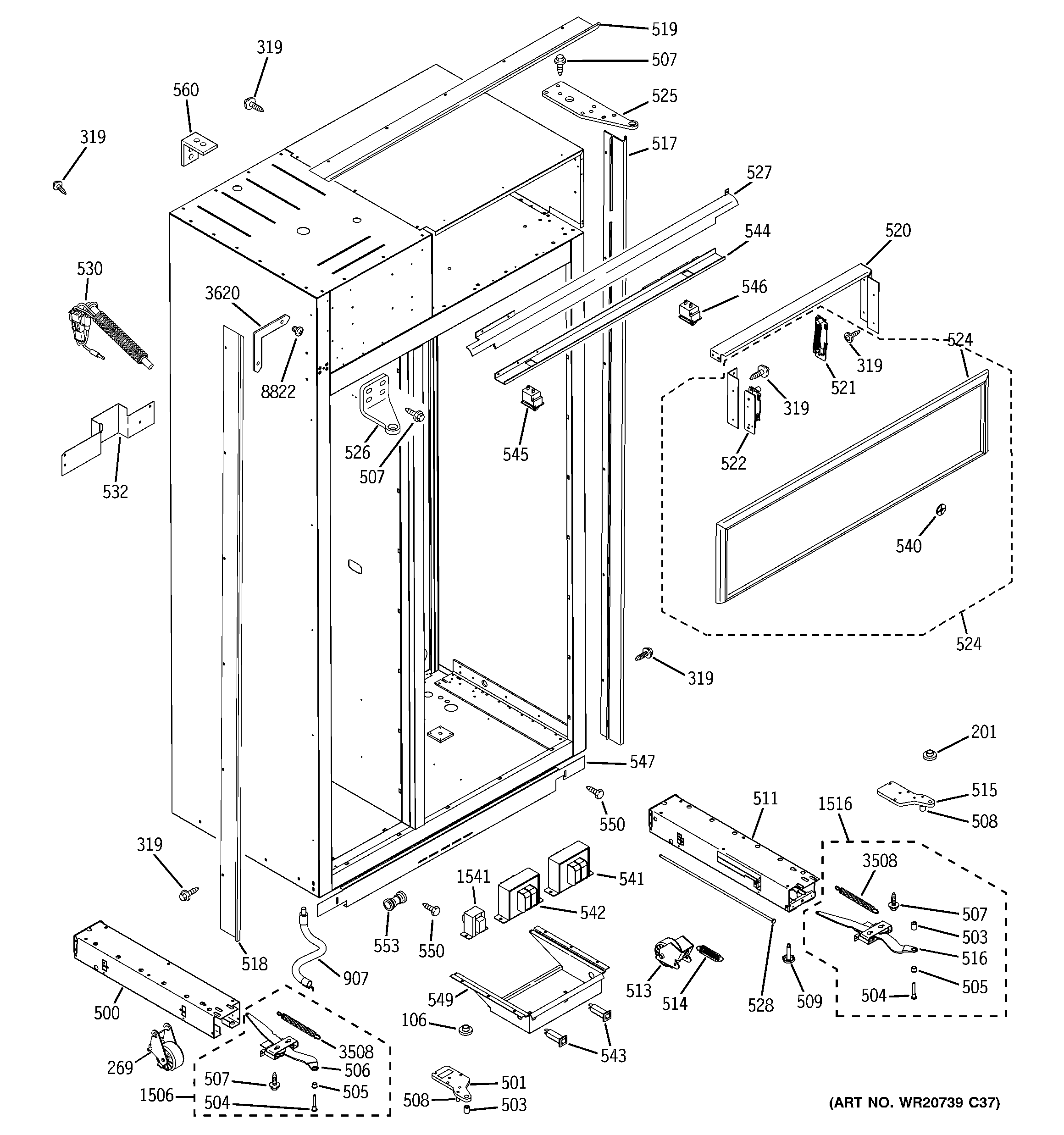GE ZISS360DXBSS case parts diagram