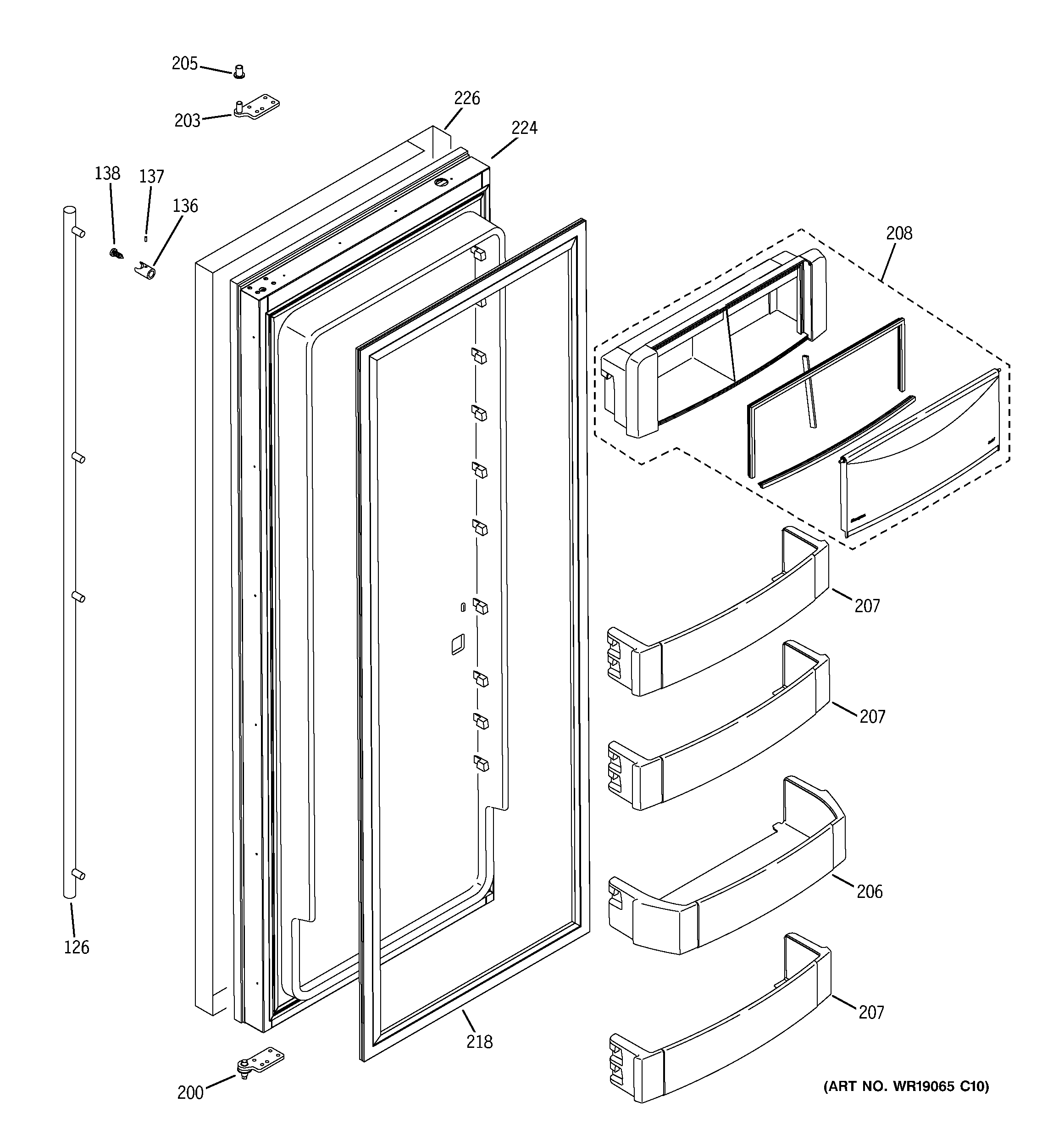 GE ZISS420DXBSS fresh food door diagram