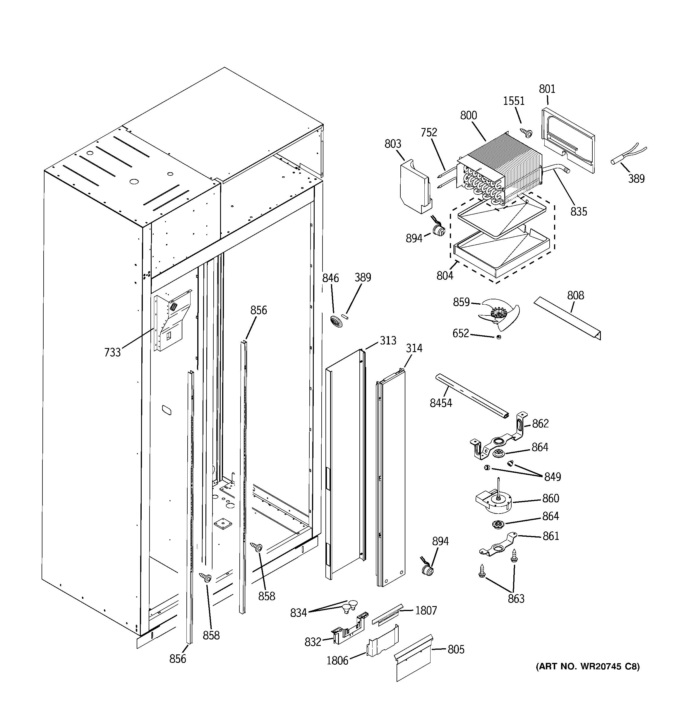 GE ZISS420DXBSS freezer section diagram