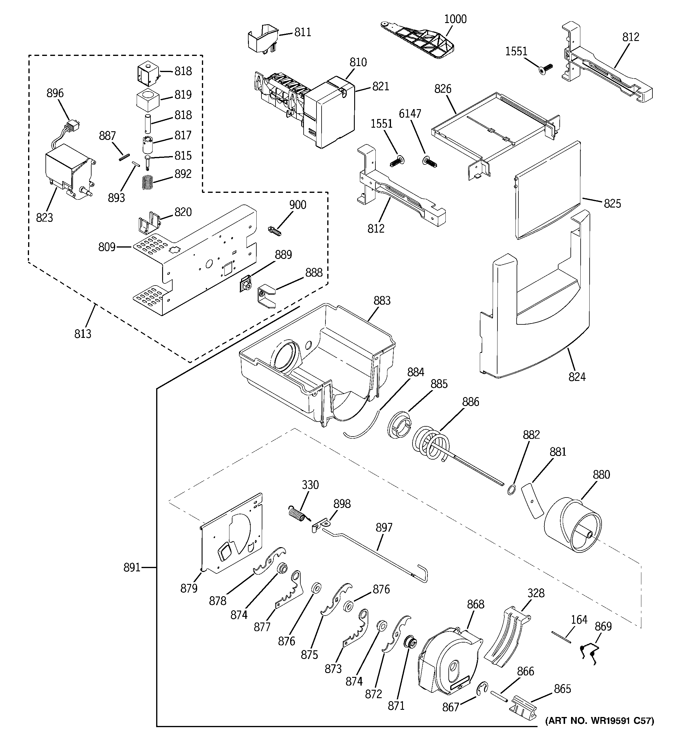 GE ZISS420DXBSS ice maker & dispenser diagram