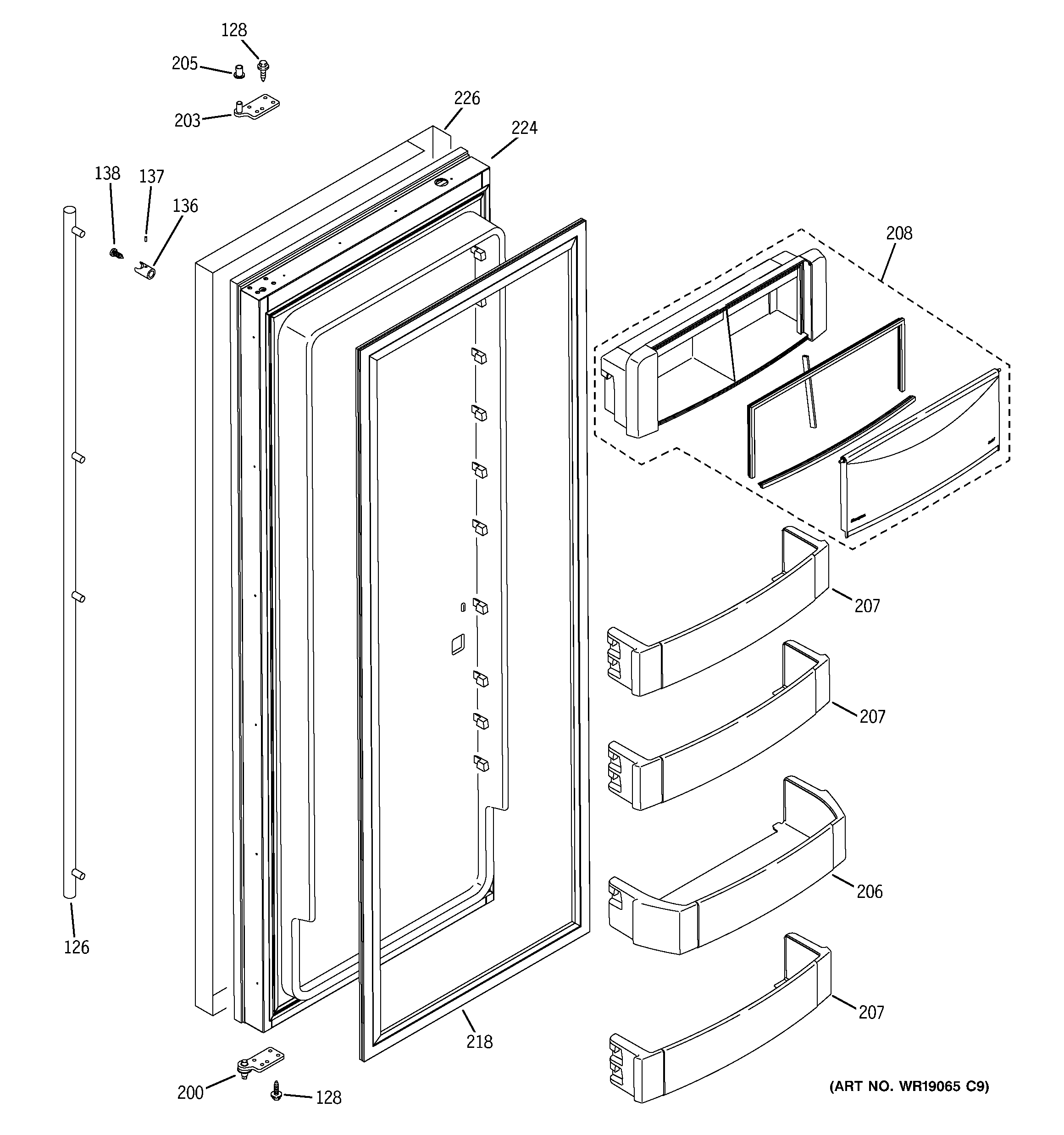 GE ZISS420NXBSS fresh food door diagram
