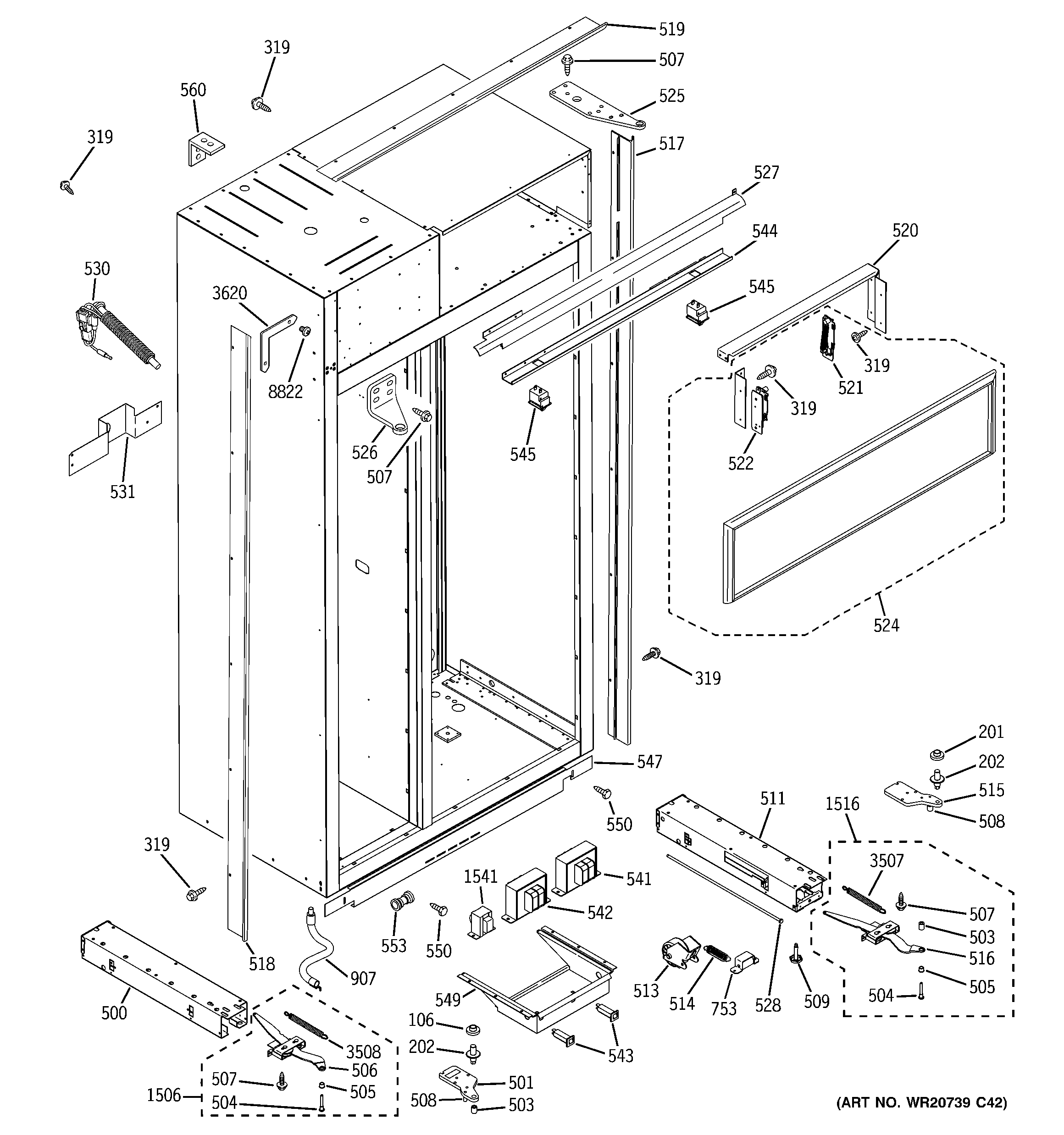 GE ZISW360DXB case parts diagram