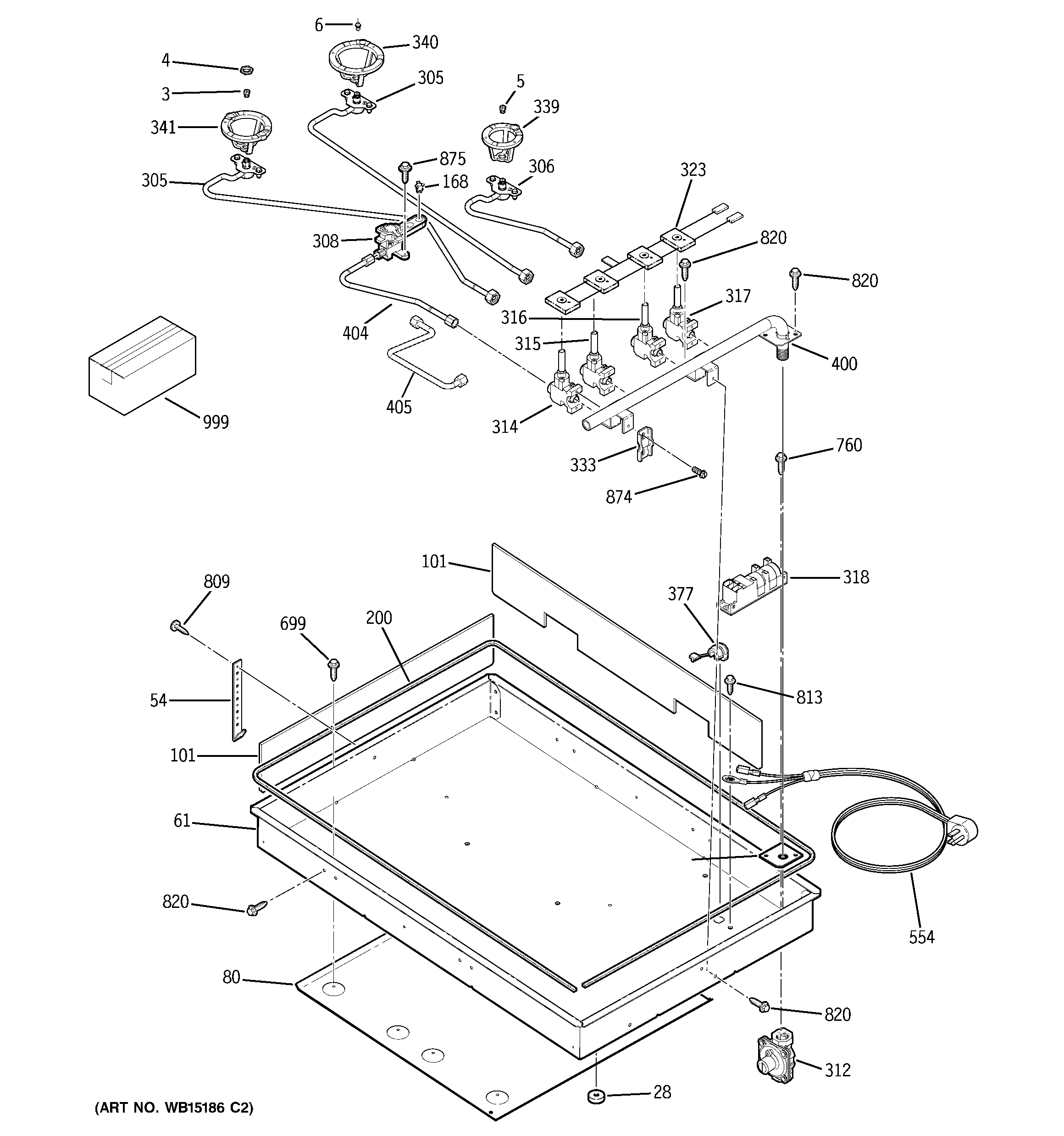 GE PGP943DET1BB gas & burner parts diagram