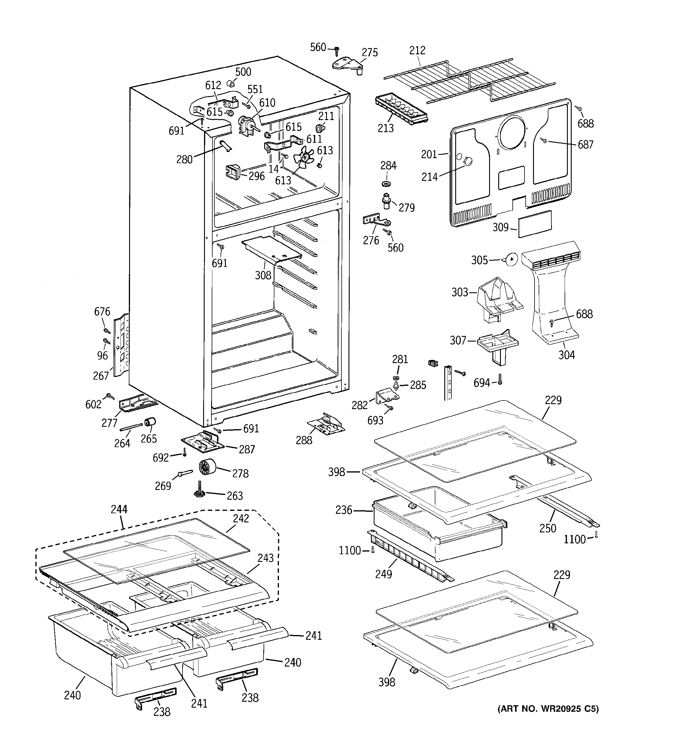 Hotpoint HTH18EBDCRCC cabinet diagram