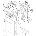 GE GDWT708V50BB escutcheon & door assembly diagram
