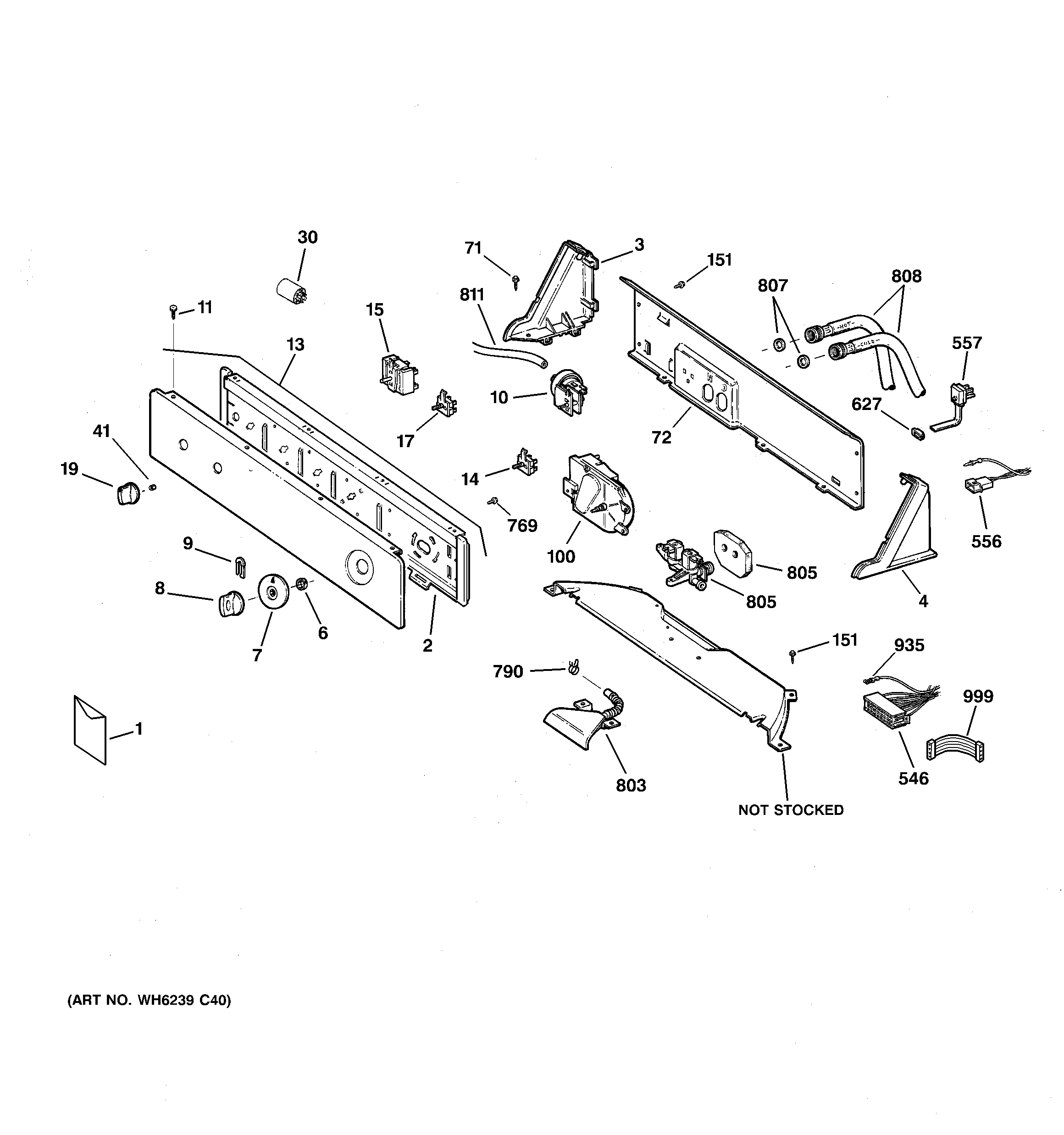 GE GIWN3000M0WW controls & backsplash diagram