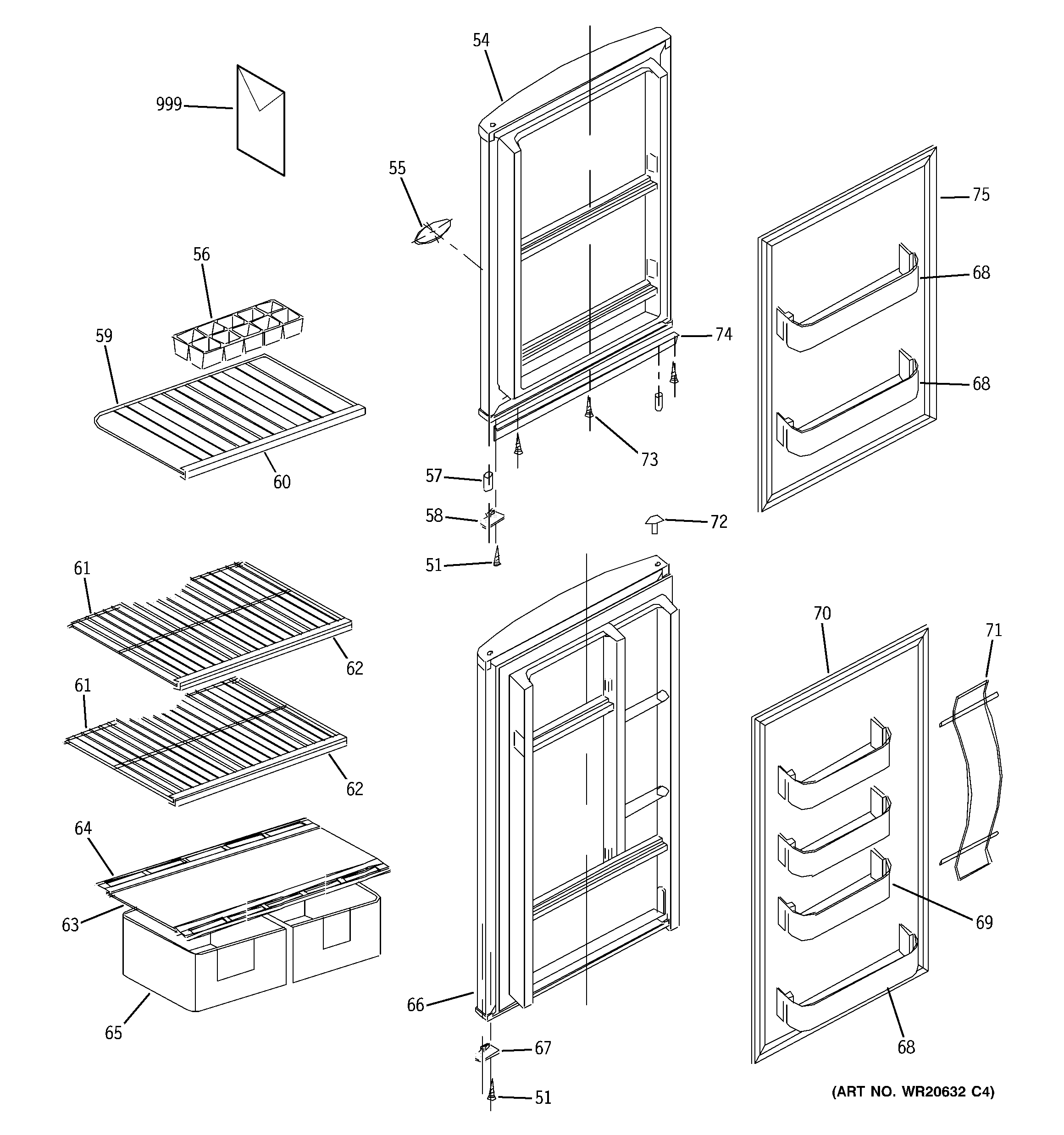 GE GTR12HBDWW doors diagram