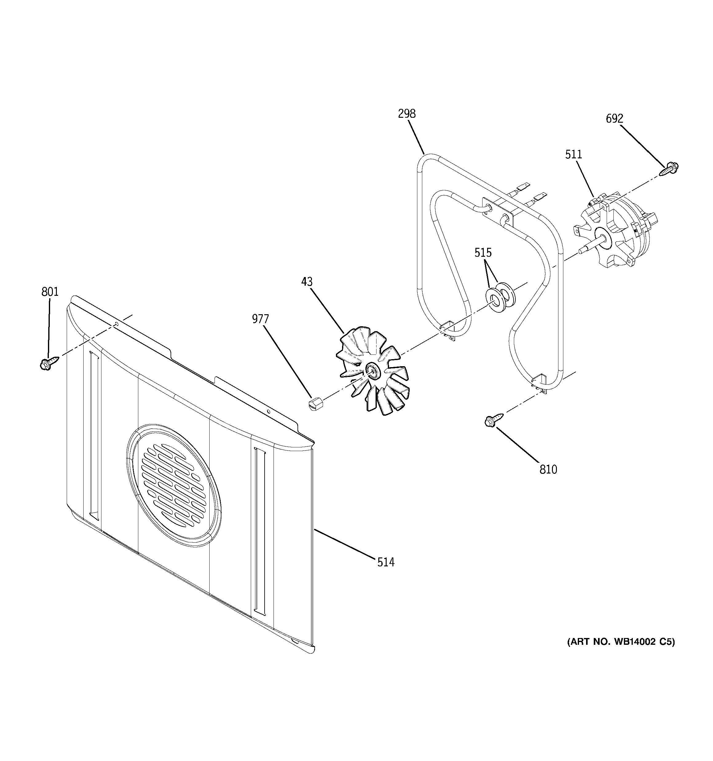 GE PCK916SR3SS convection fan diagram