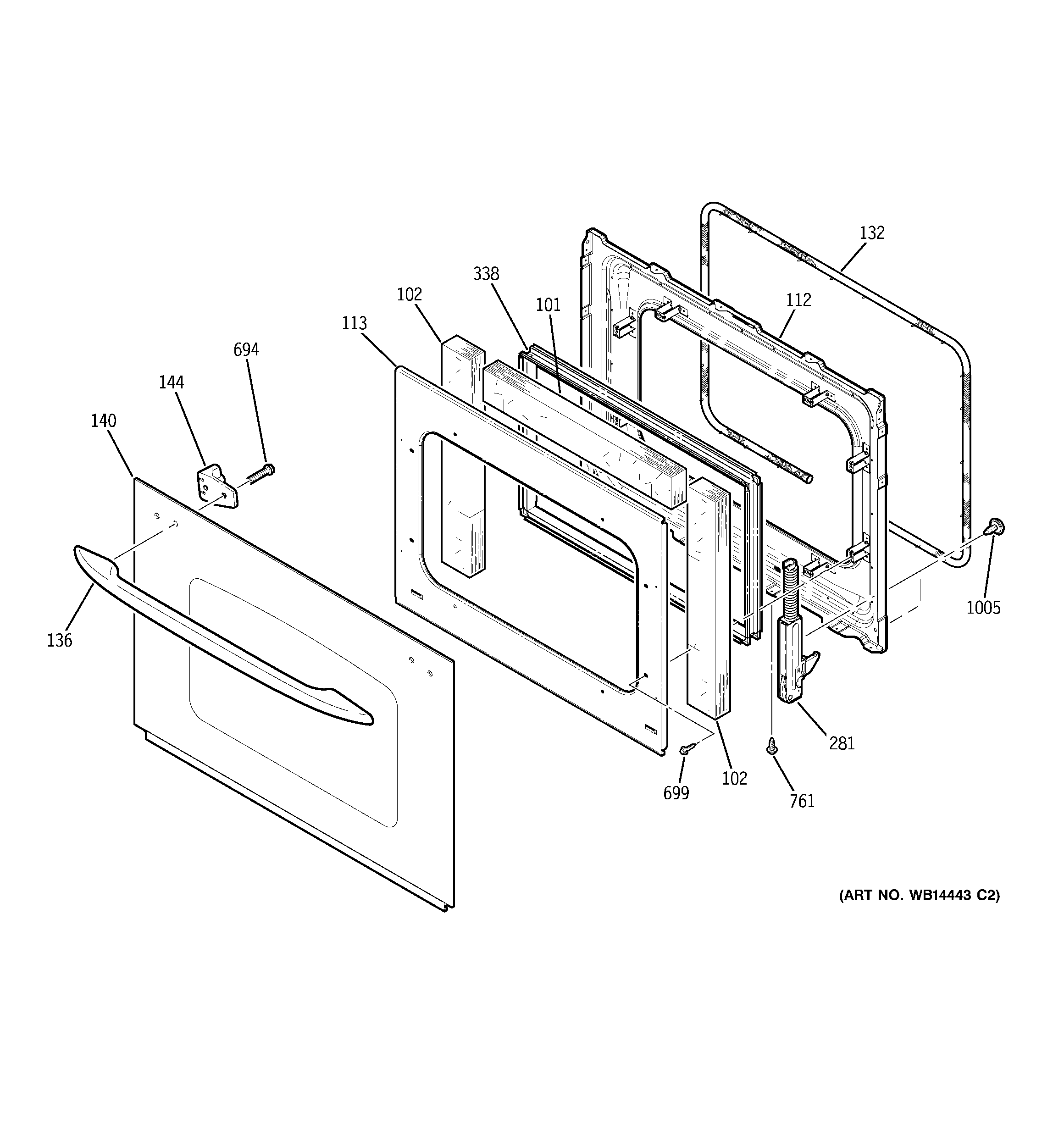 GE PCT916DR2BB door diagram