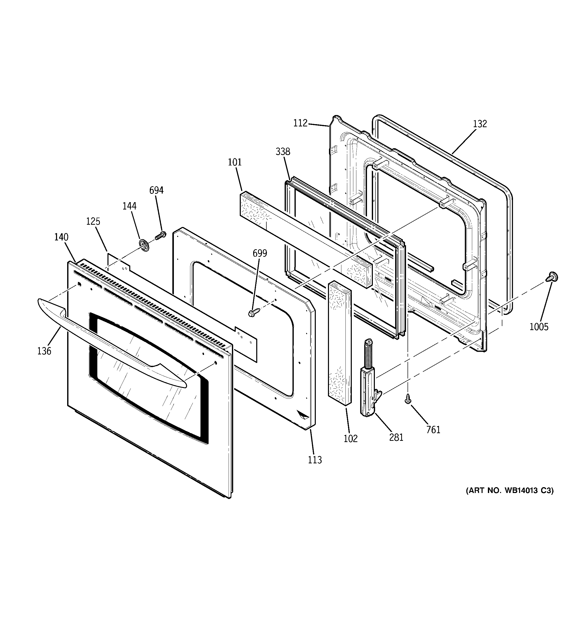 GE PK916DR3CC door diagram