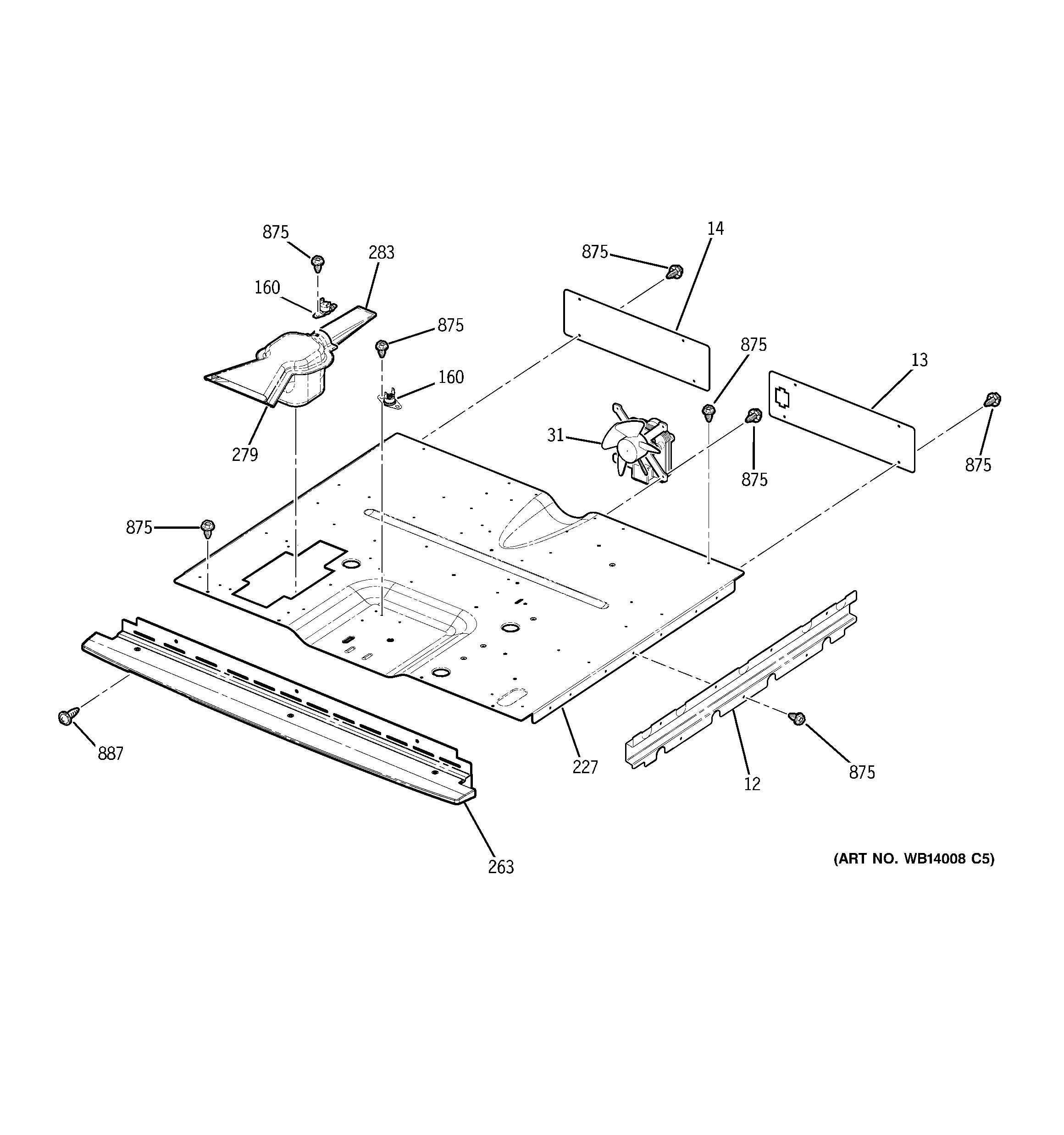 GE PK956DR3WW center spacer diagram
