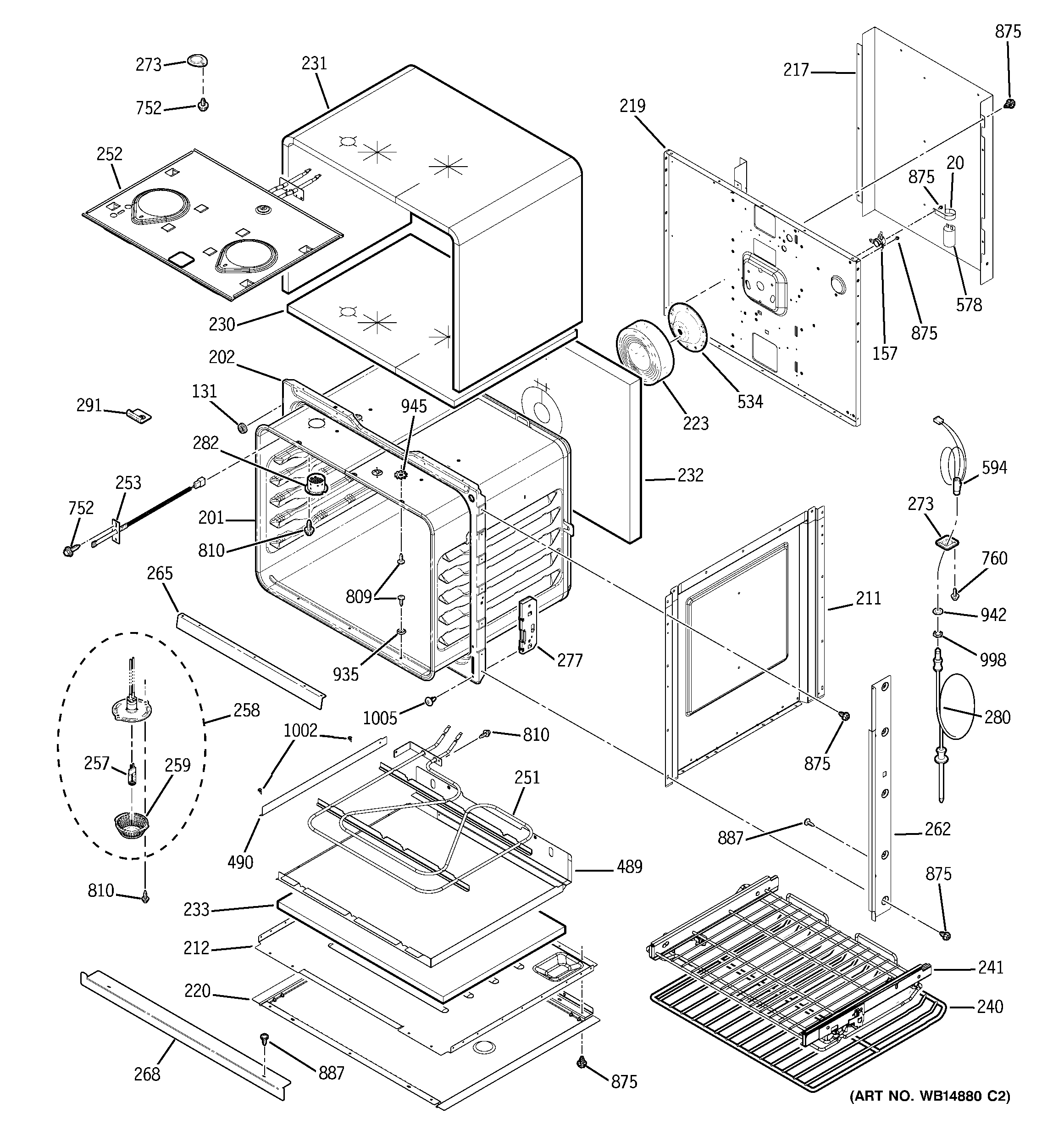 GE PT916SR2SS body parts diagram