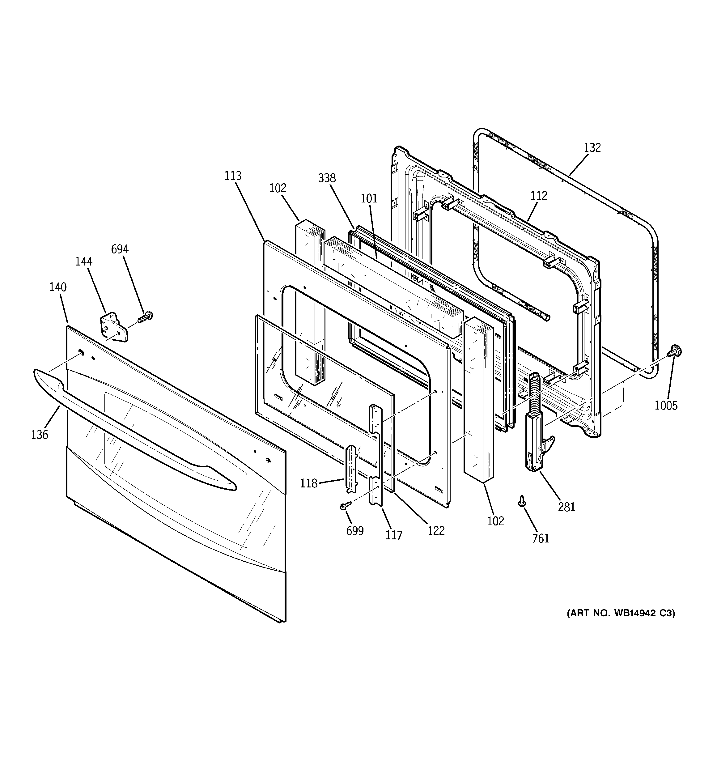 GE PT920SR2SS door diagram