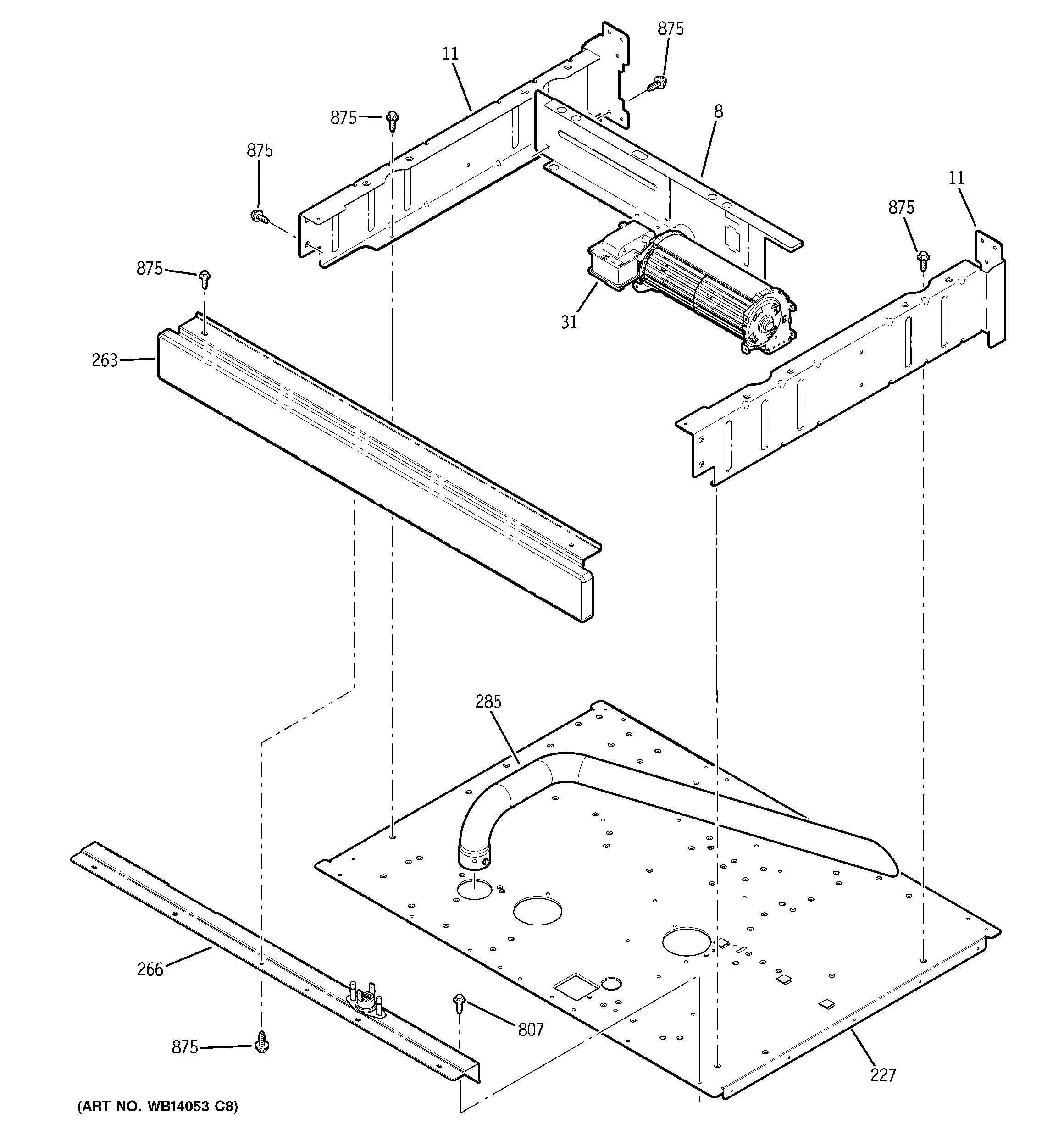 GE PT960DR2BB center spacer diagram