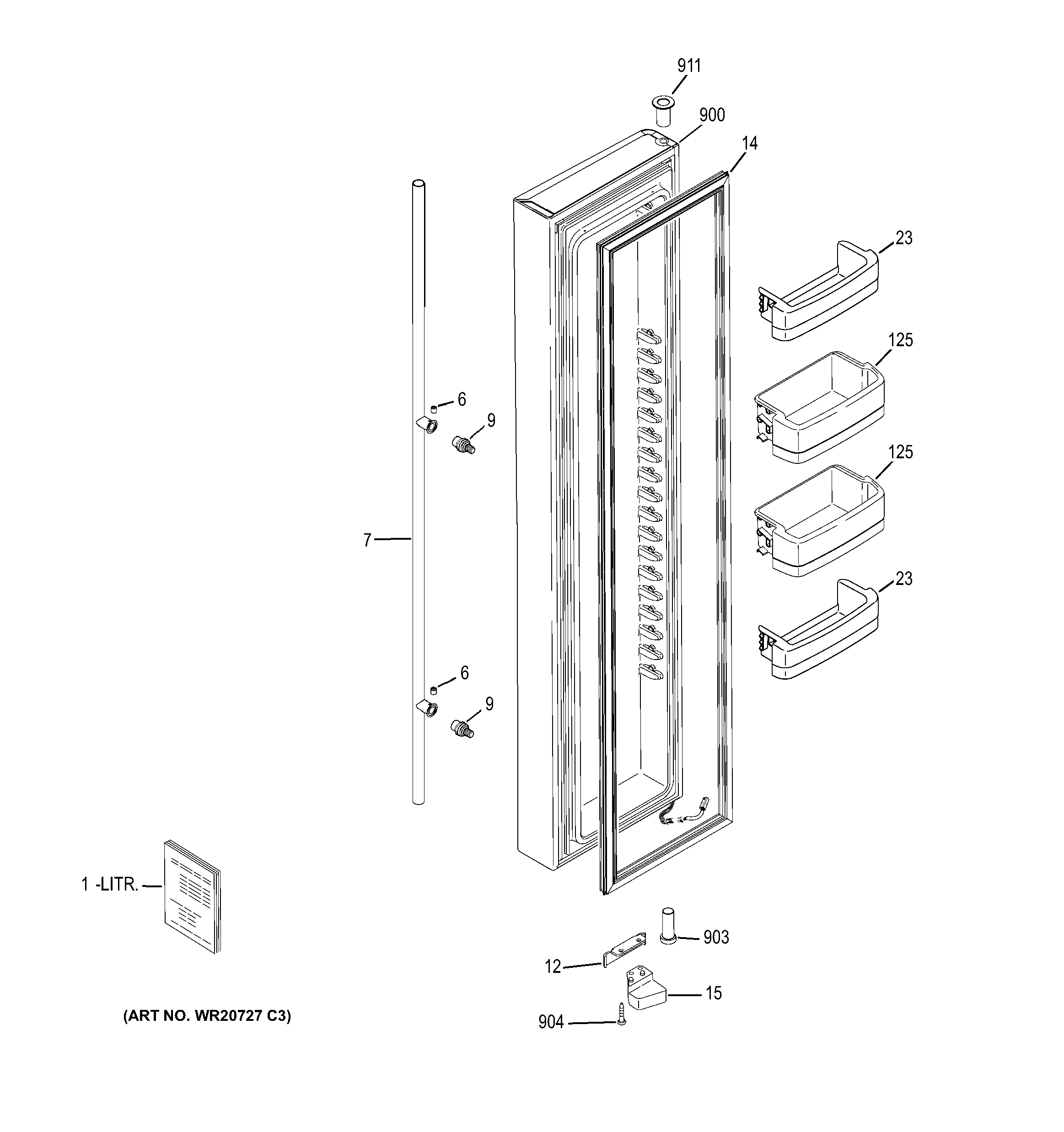 GE GCE24KBBAFSS freezer door diagram
