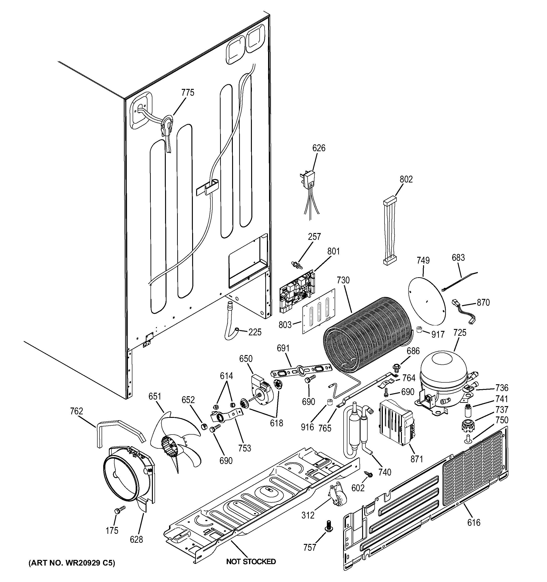GE GCE24KBBAFSS sealed system & mother board diagram