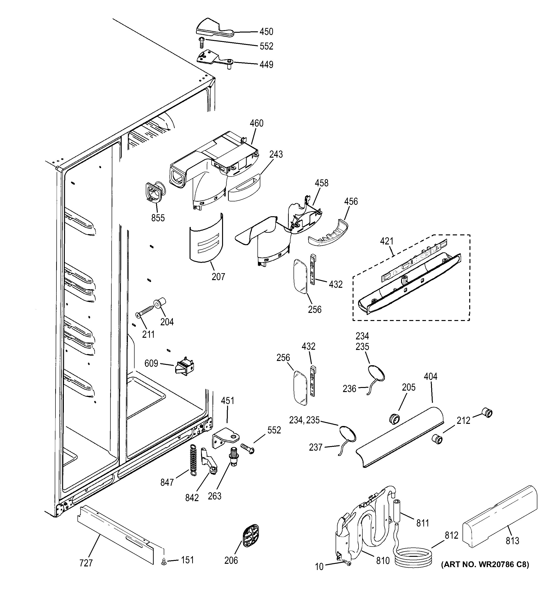 GE GCE24KBBAFWW fresh food section diagram