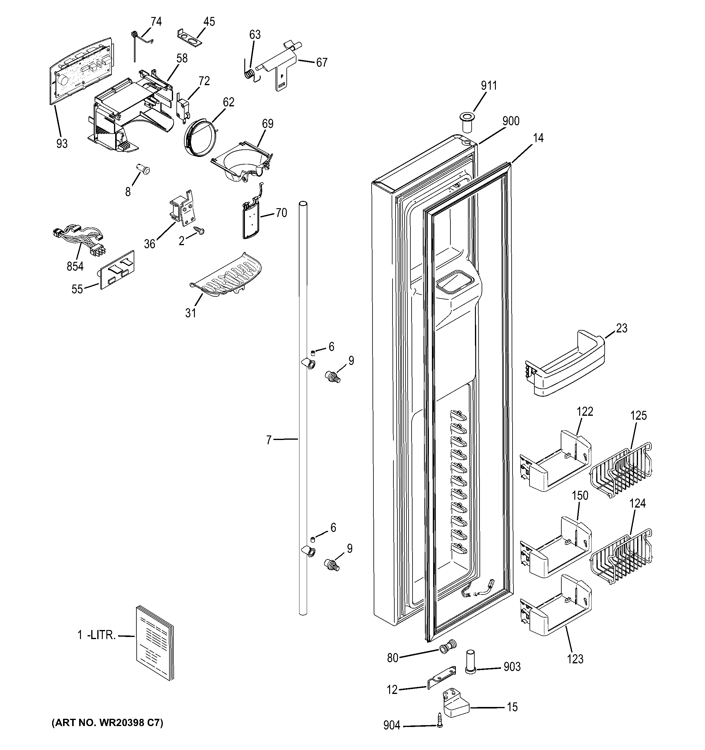 GE GSA28VGBAFSS freezer door diagram
