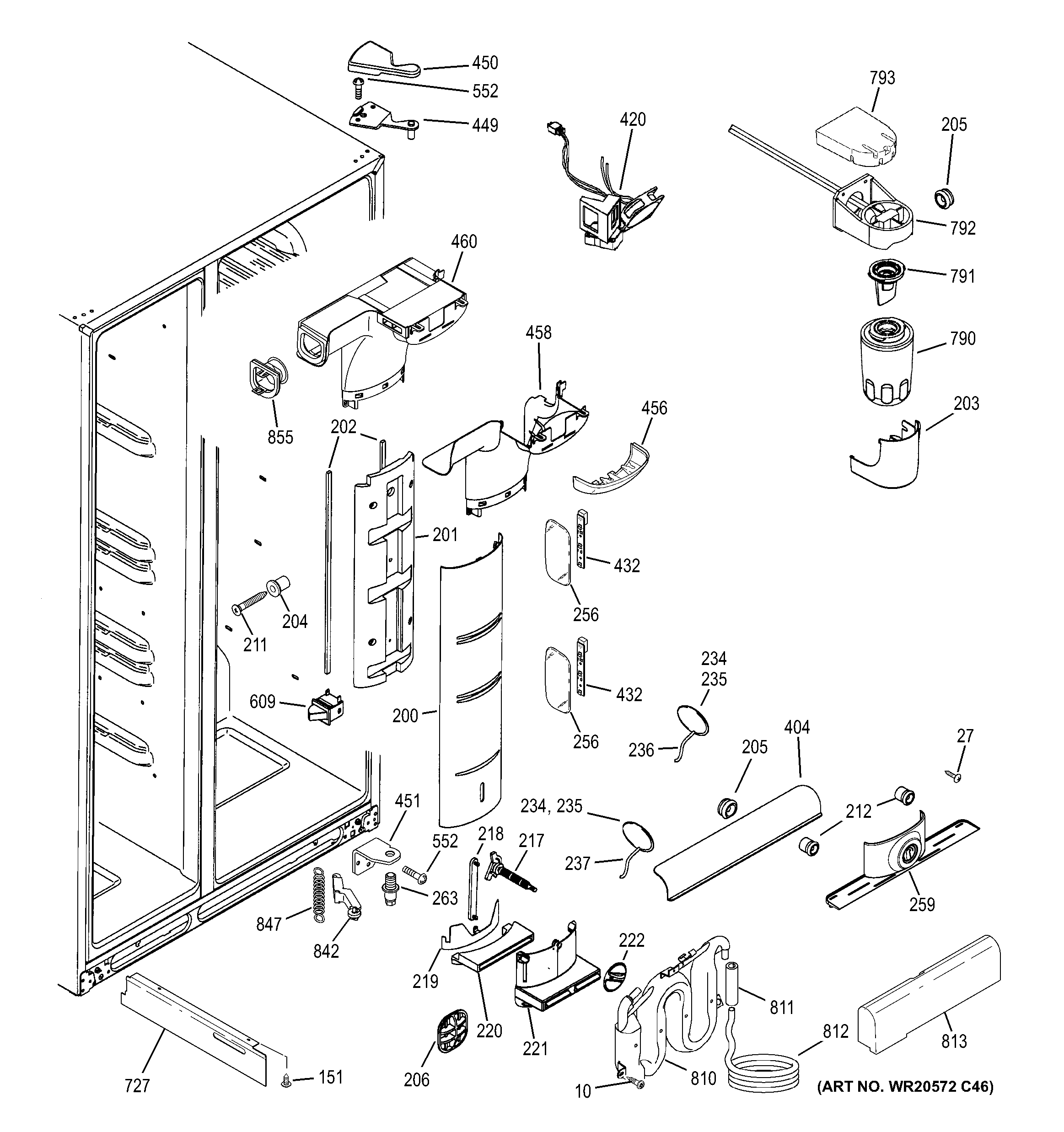 GE GSE28VGBAFWW fresh food section diagram