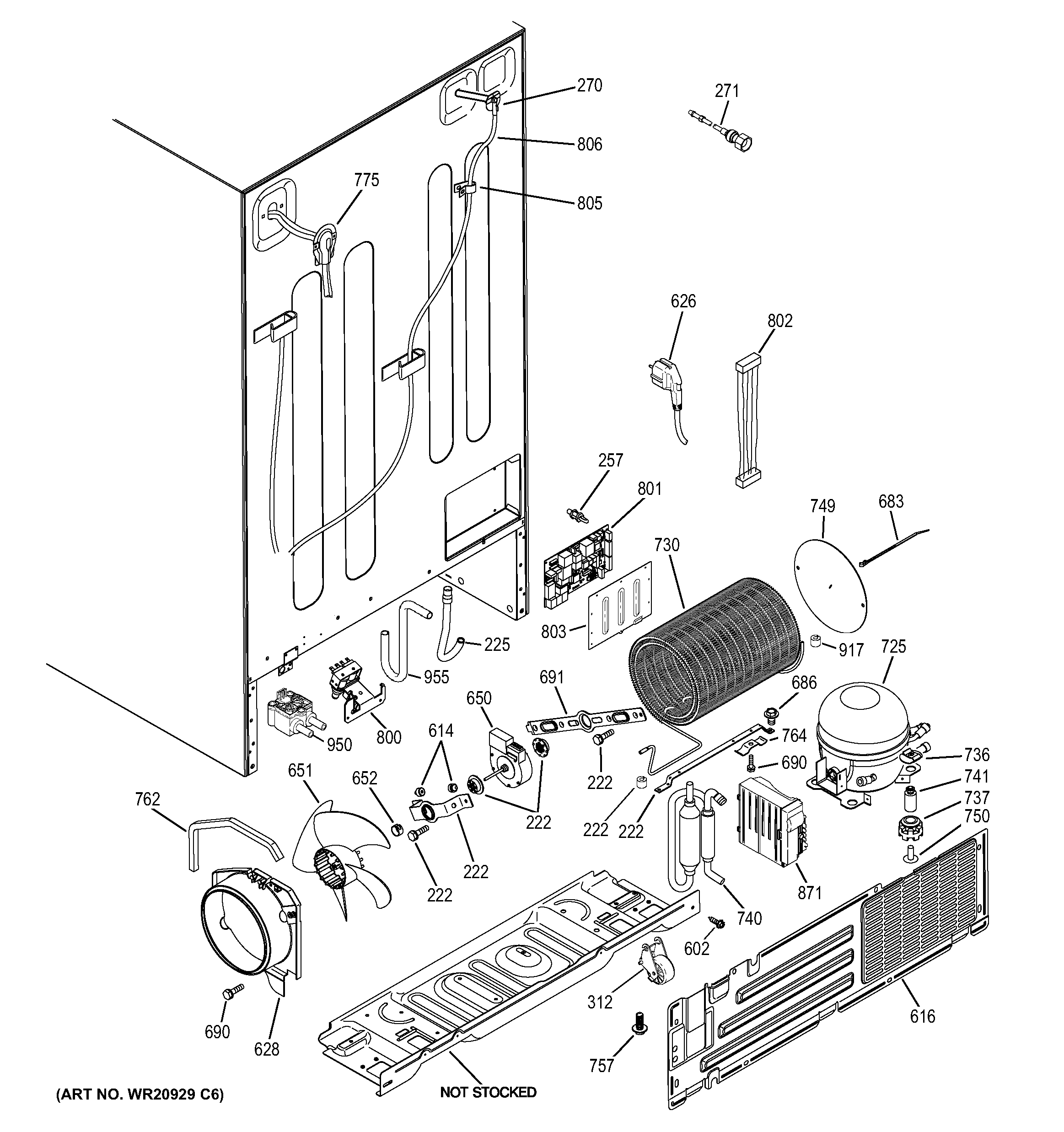 GE GSE28VHBATWW sealed system & mother board diagram