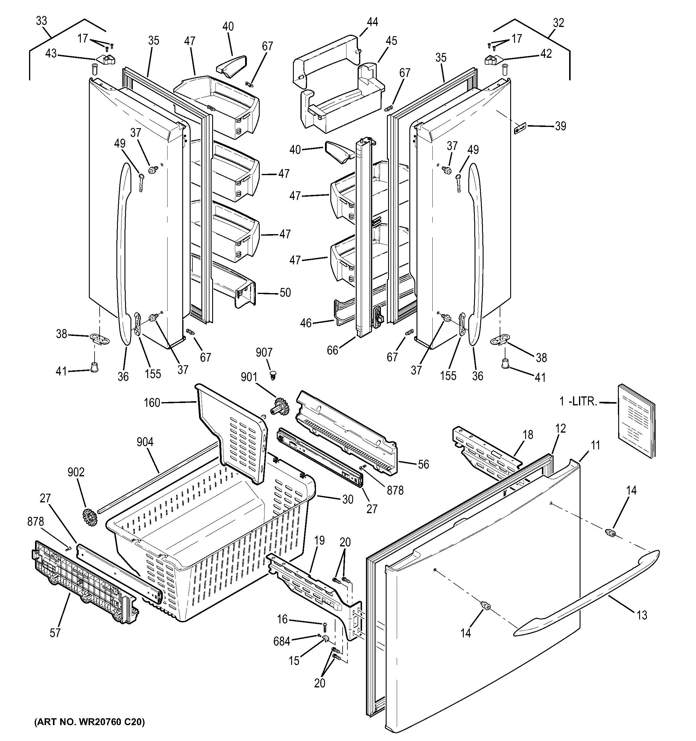 GE PFSF5NFCACC doors diagram