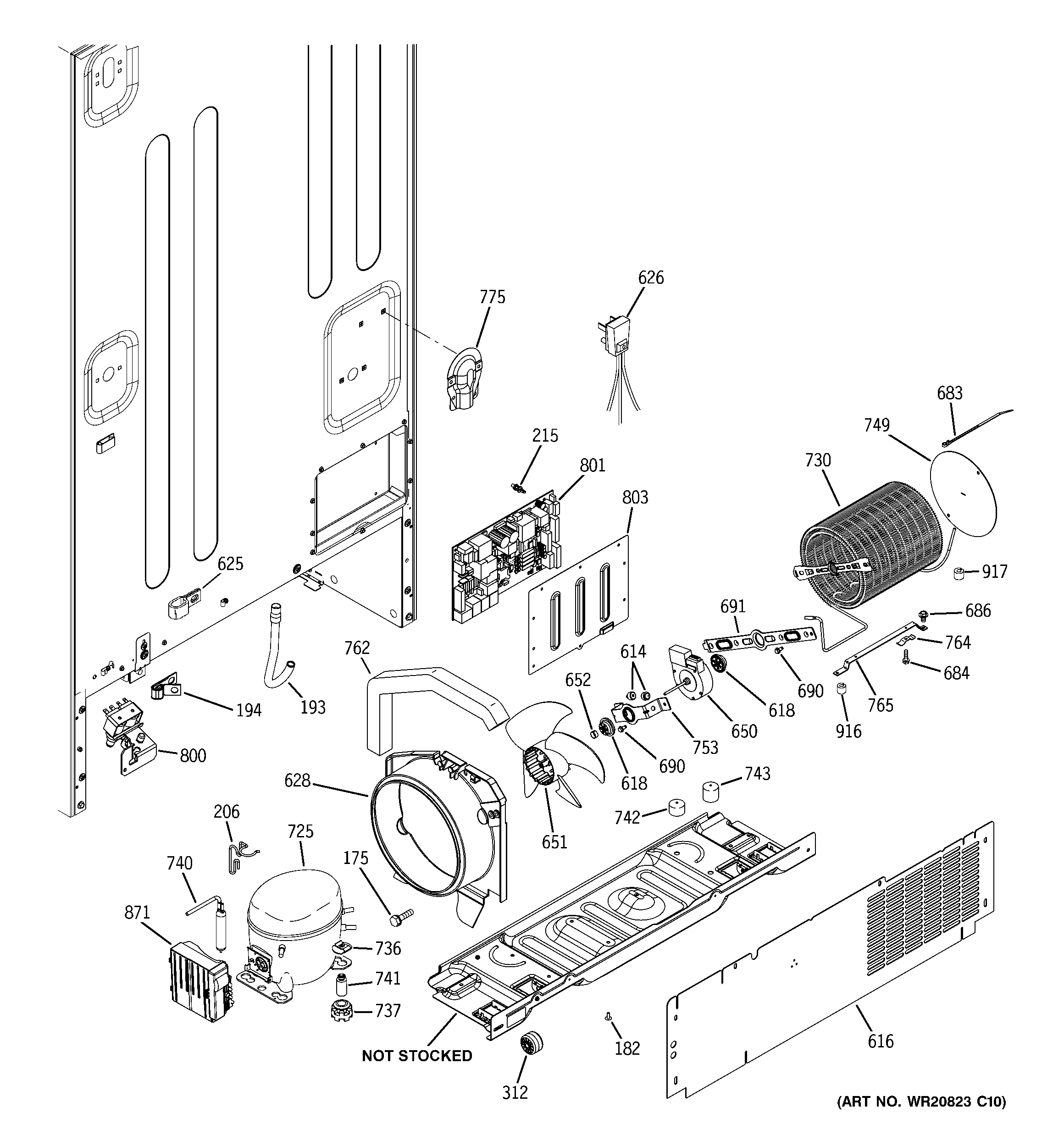 GE PFSF5NFCACC machine compartment diagram