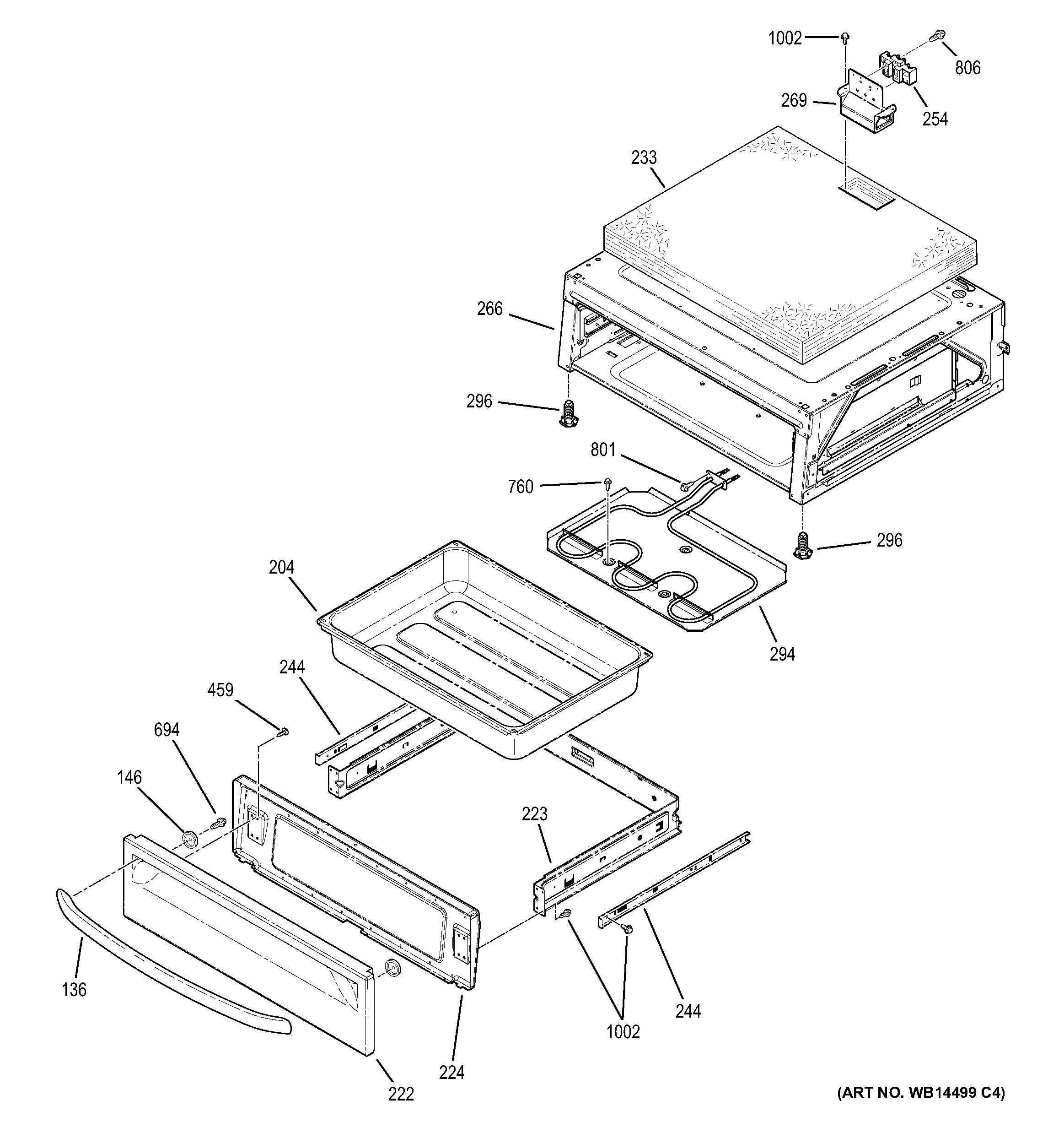 GE JB705ED1ES warming drawer diagram