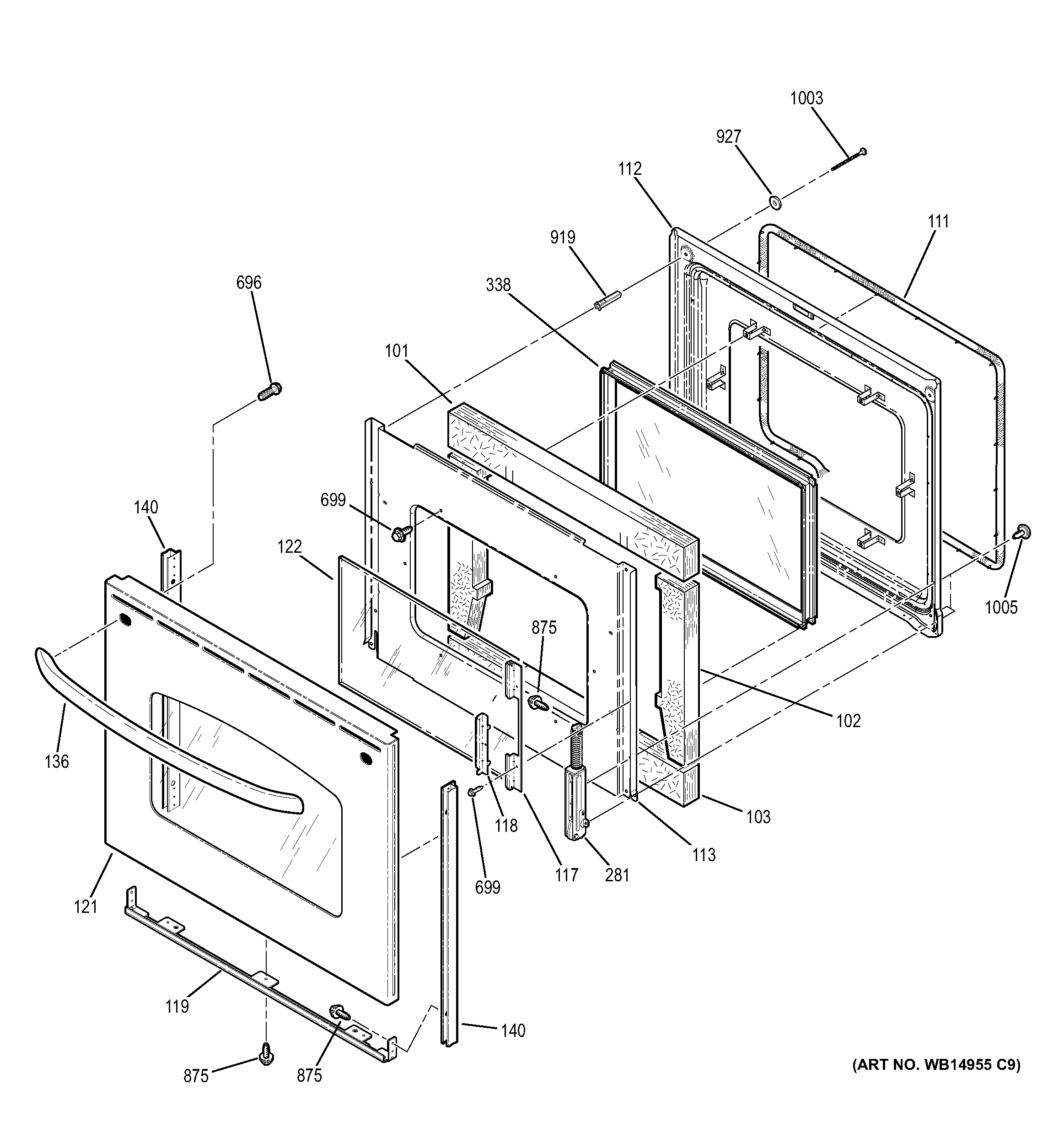 GE JB705ED1ES door diagram
