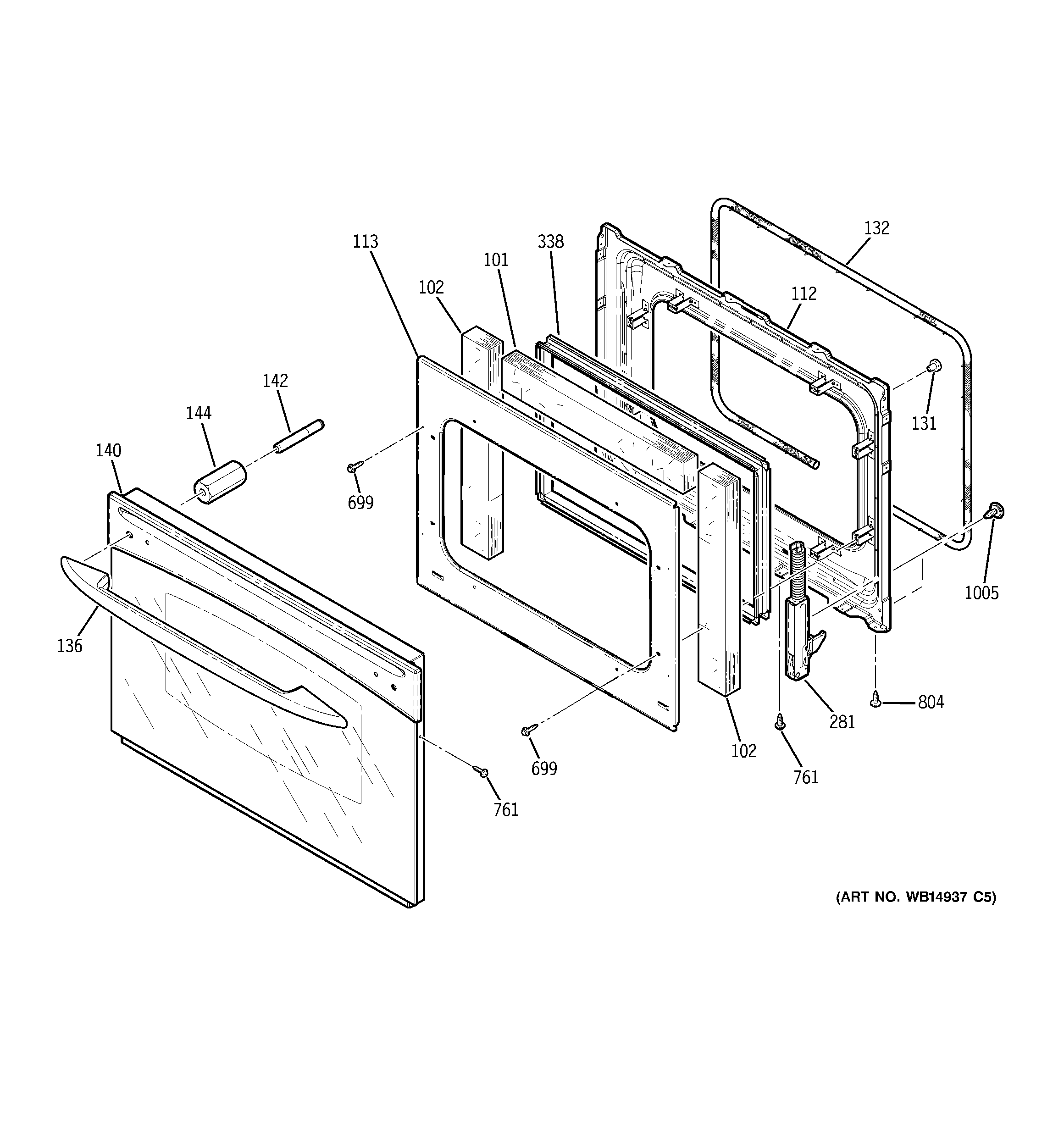 GE JGSP42DET2WW door diagram