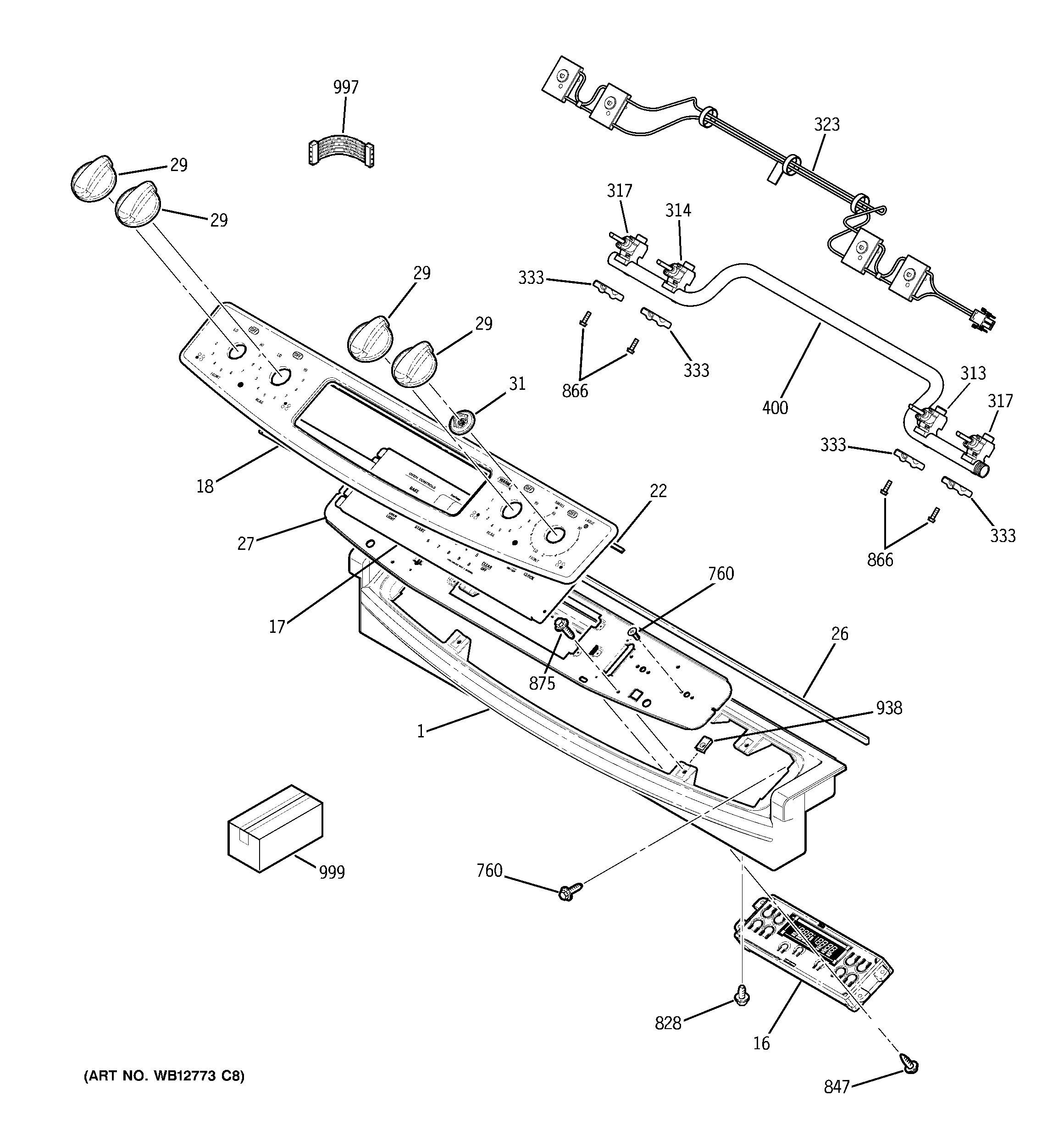 GE PGS908DEP4WW control panel diagram