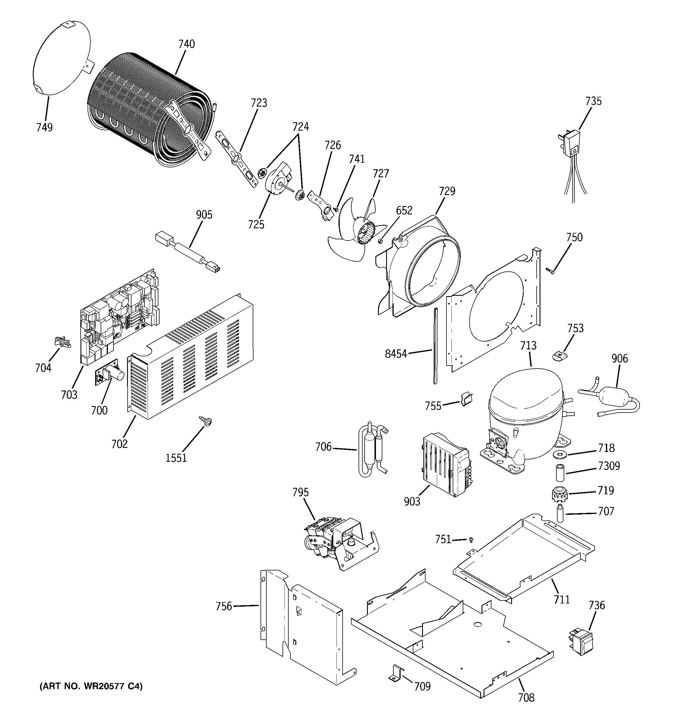 GE ZISW420DXA sealed system & mother board diagram