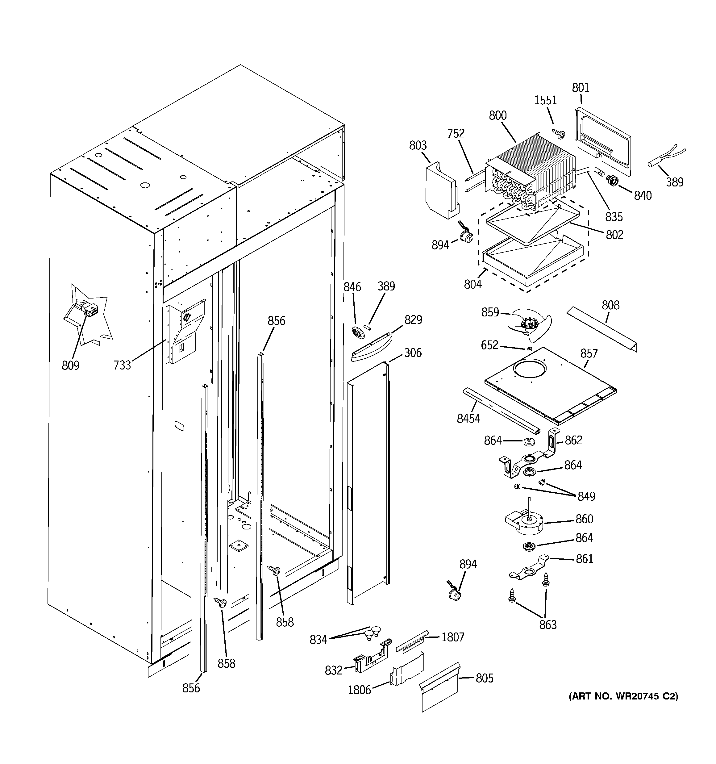 GE ZISW420DXA freezer section diagram