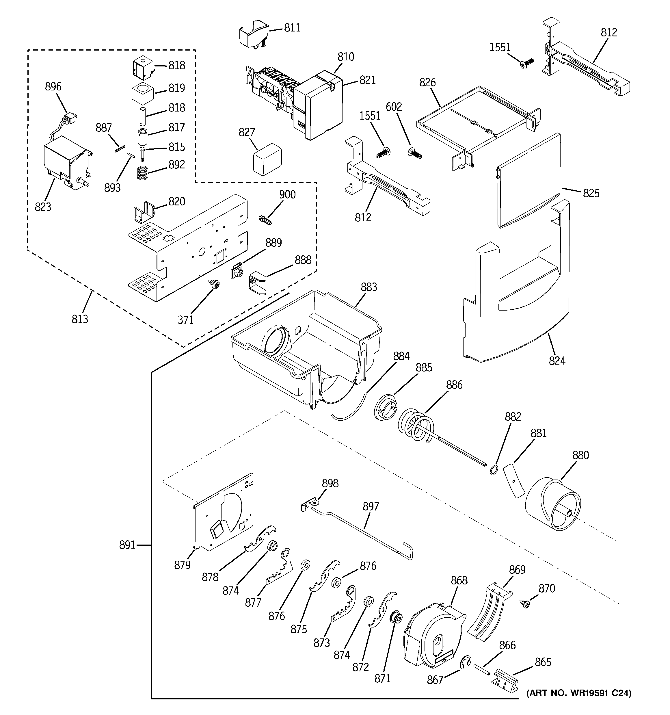 GE ZISW420DXA ice maker & dispenser diagram